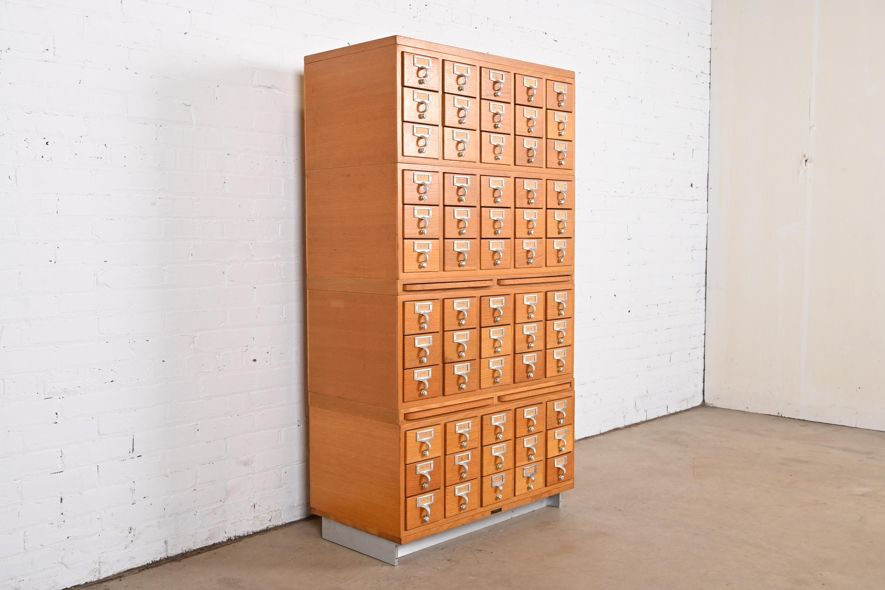 American Mid-Century Modern Maple 60-Drawer Library Card Catalog Cabinet by Gaylord Bros.