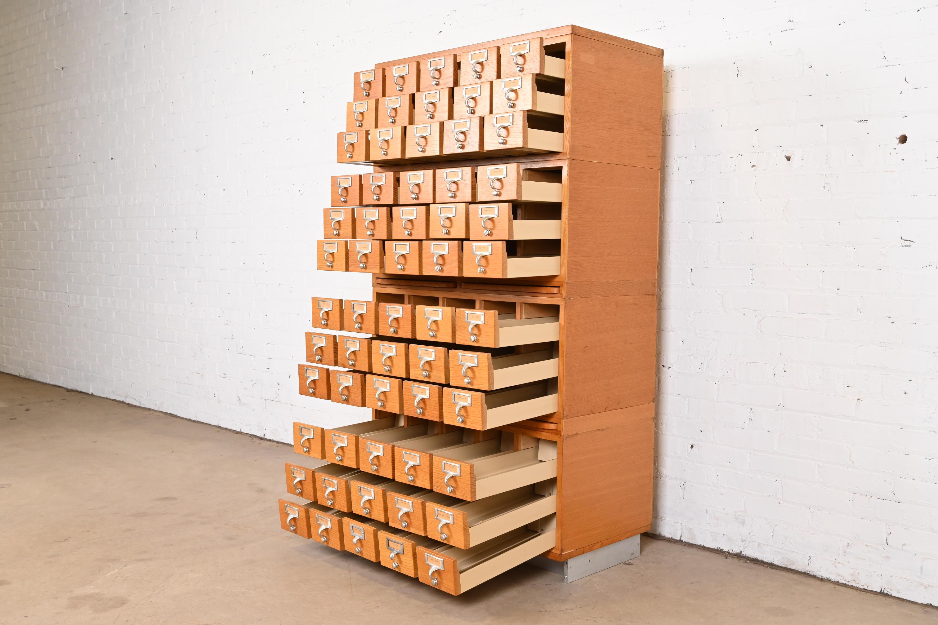 Mid-20th Century Mid-Century Modern Maple 60-Drawer Library Card Catalog Cabinet by Gaylord Bros.