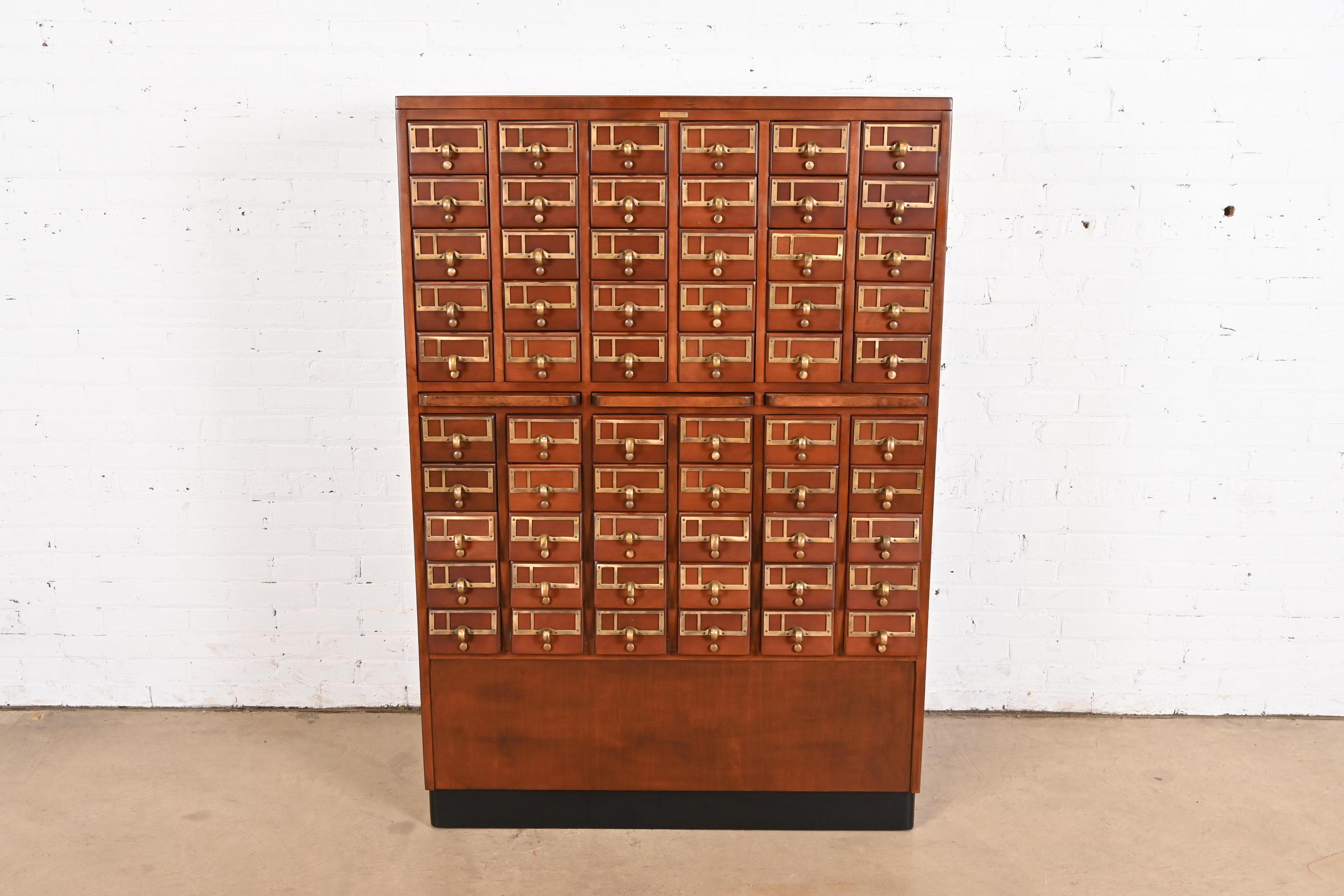 American Mid-Century Modern Maple 60-Drawer Library Card Catalog Filing Cabinet For Sale