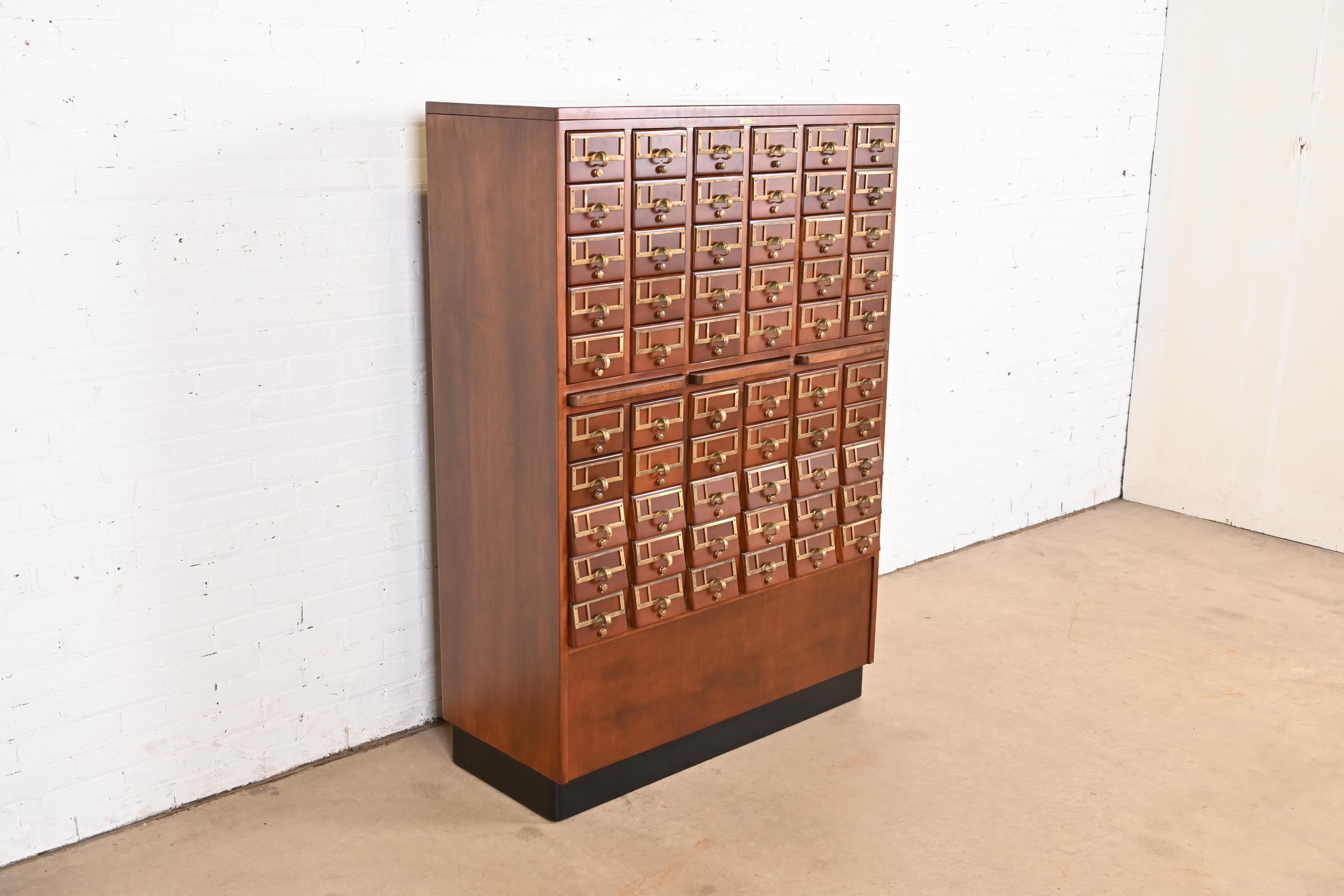 20th Century Mid-Century Modern Maple 60-Drawer Library Card Catalog Filing Cabinet For Sale