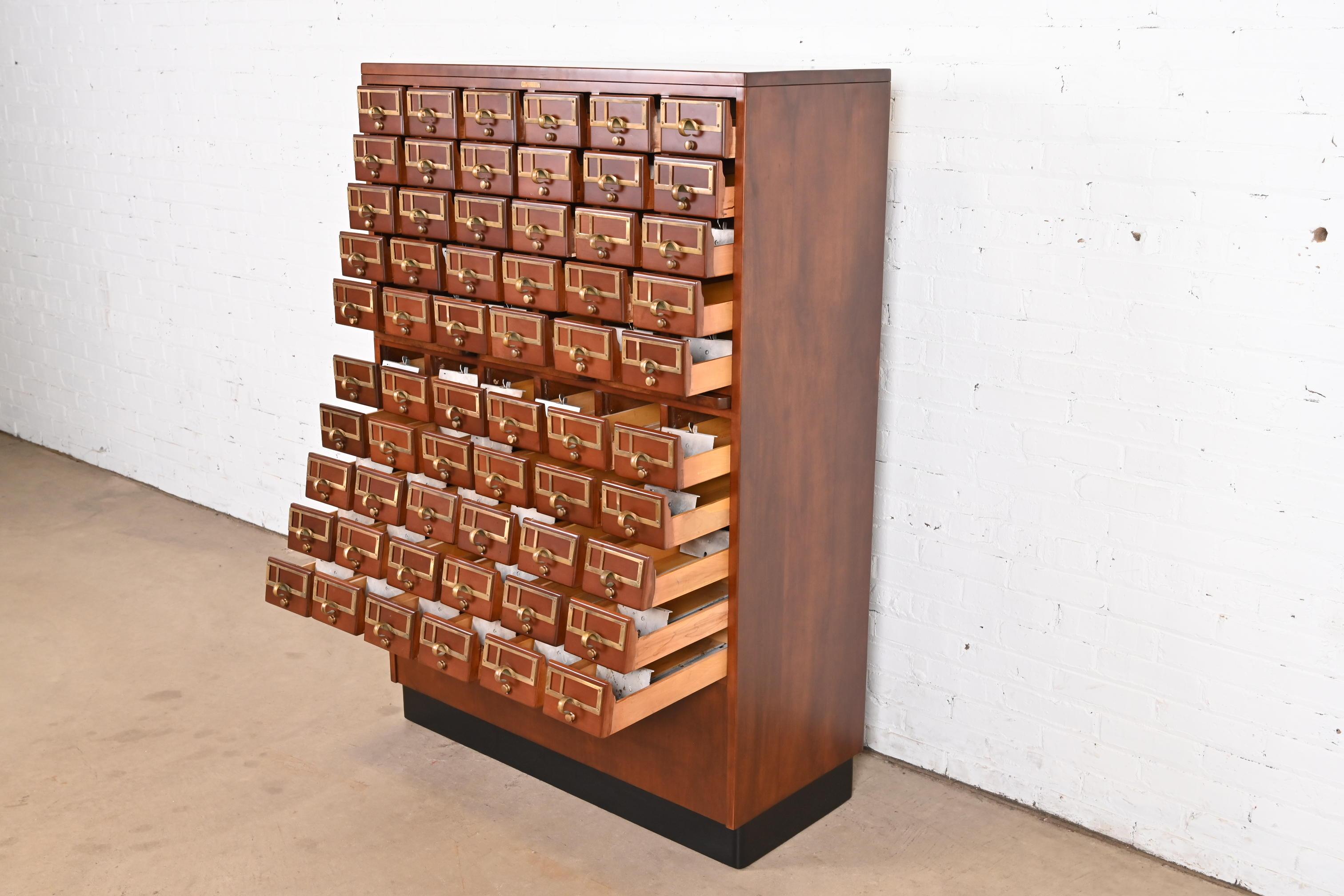 Mid-Century Modern Maple 60-Drawer Library Card Catalog Filing Cabinet For Sale 1