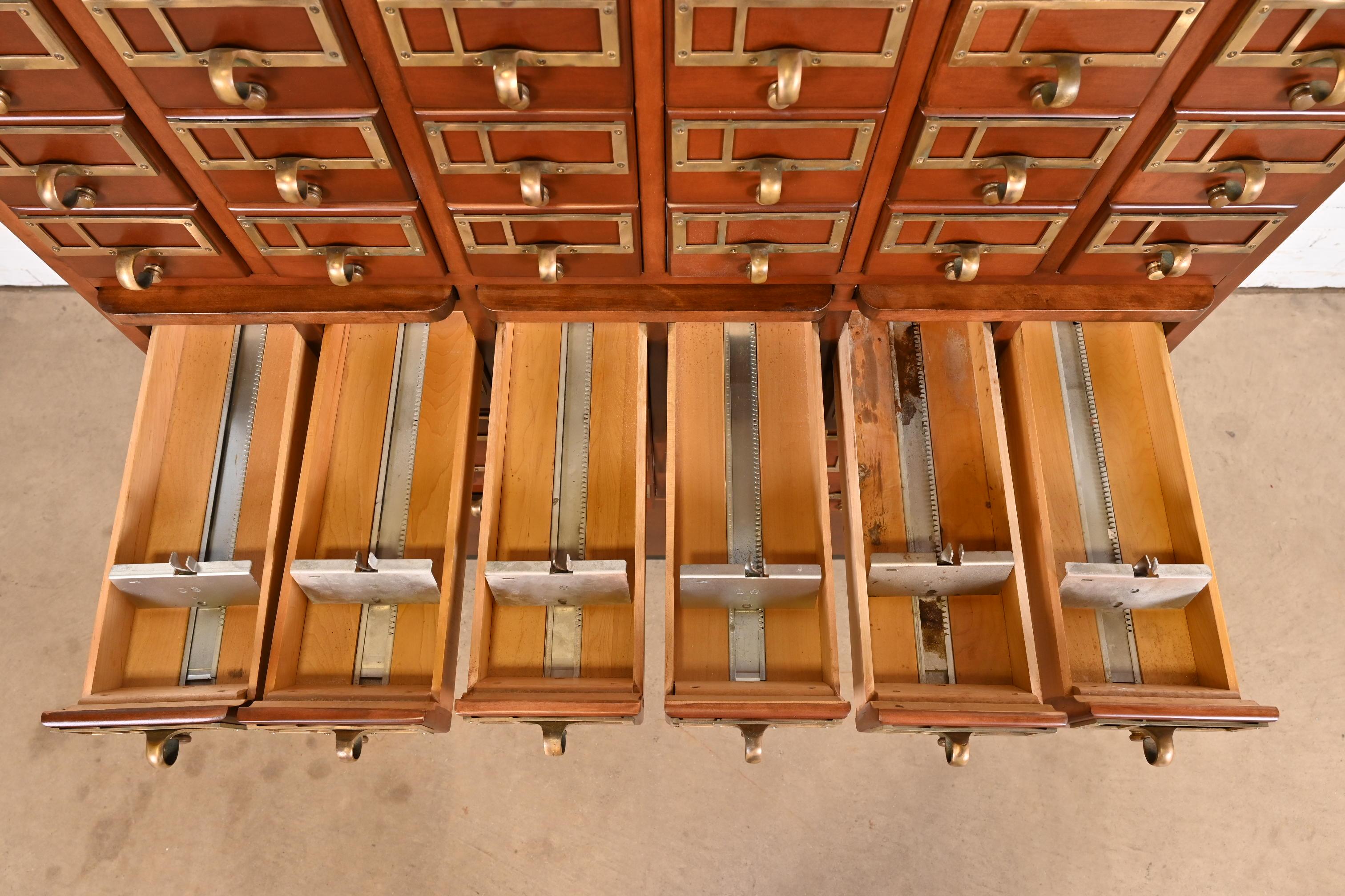 Mid-Century Modern Maple 60-Drawer Library Card Catalog Filing Cabinet For Sale 3