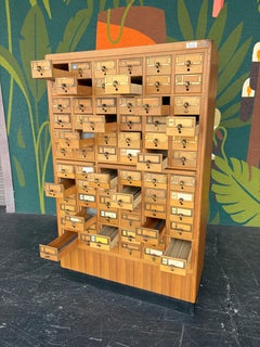 Mid-Century Modern Maple 72 Drawer Library Card Catalog Filing Cabinet
