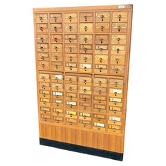 Mid-Century Modern Maple 72 Drawer Library Card Catalog Filing Cabinet