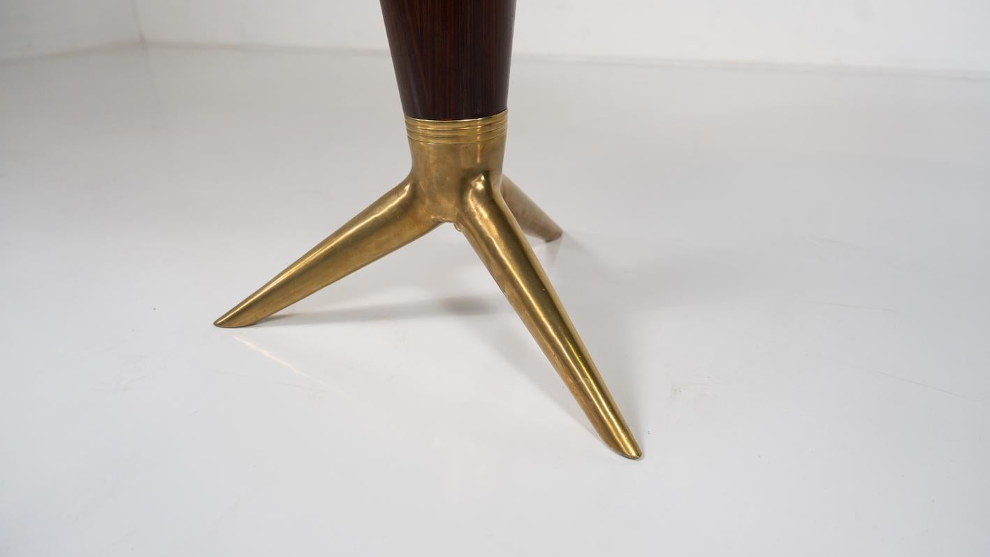 Mid-20th Century Mid-Century Modern Maple and Brass Round Gueridon by I.S.A Bergamo, 1950s For Sale
