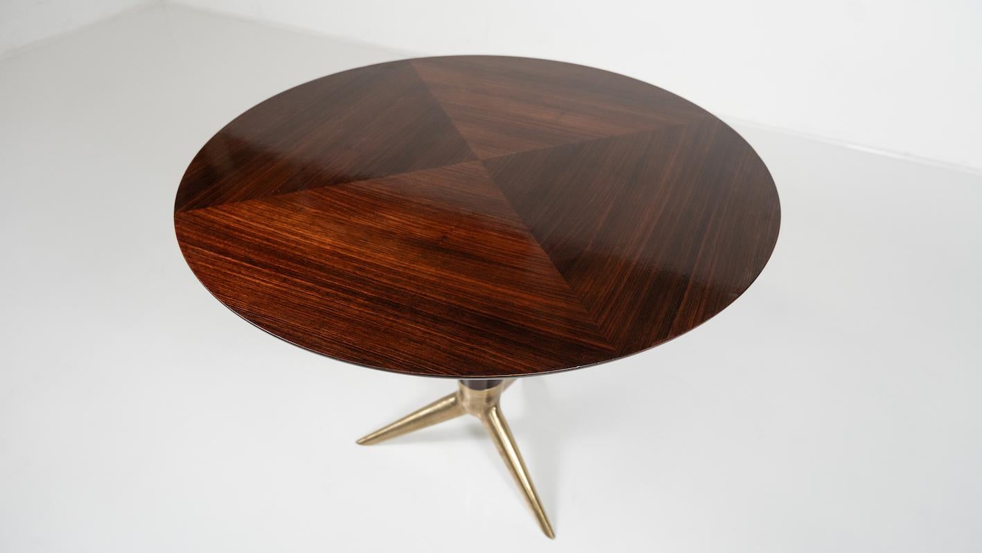 Mid-Century Modern Maple and Brass Round Gueridon by I.S.A Bergamo, 1950s For Sale 1