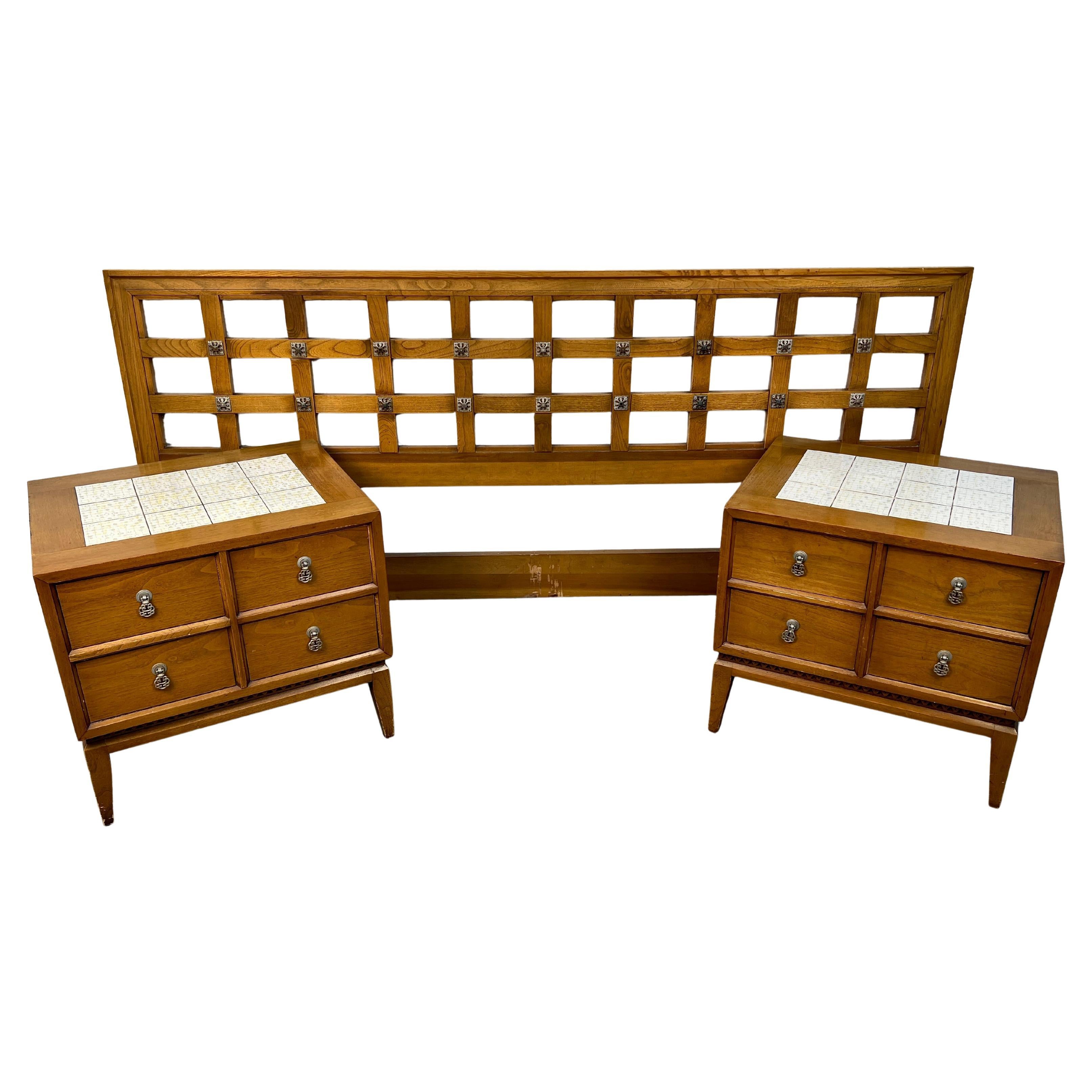 Mid-Century Modern Maple and Mosaic Set by National of Mt. Airy For Sale