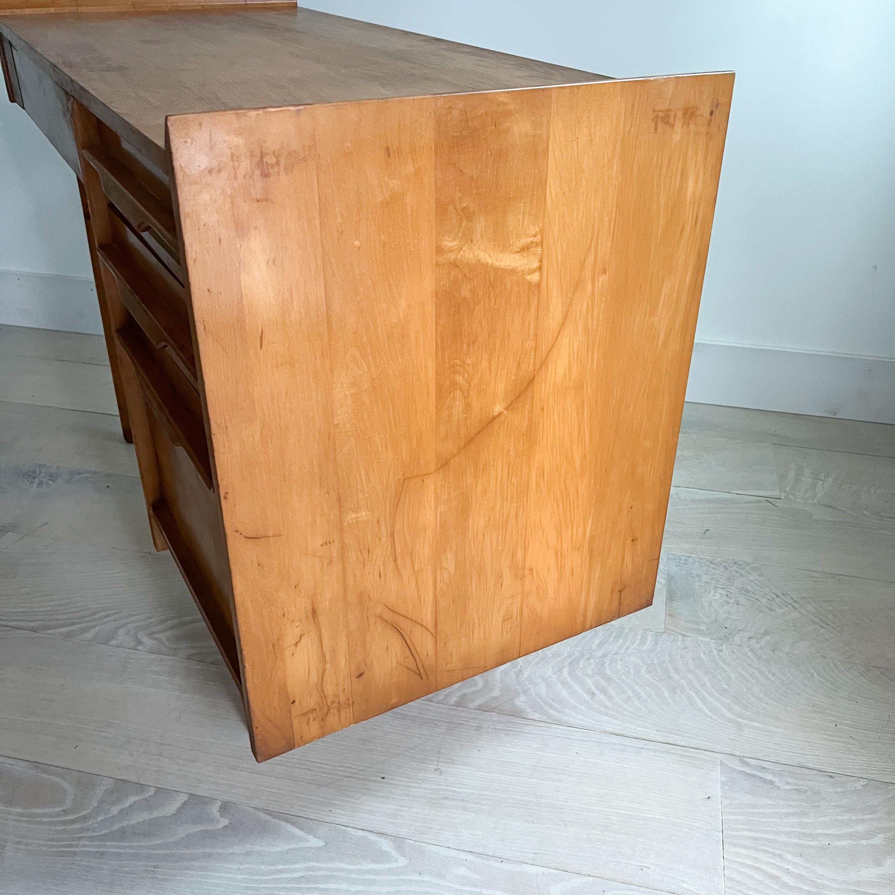Mid Century Modern Maple Asymmetrical Desk by Crawford 6