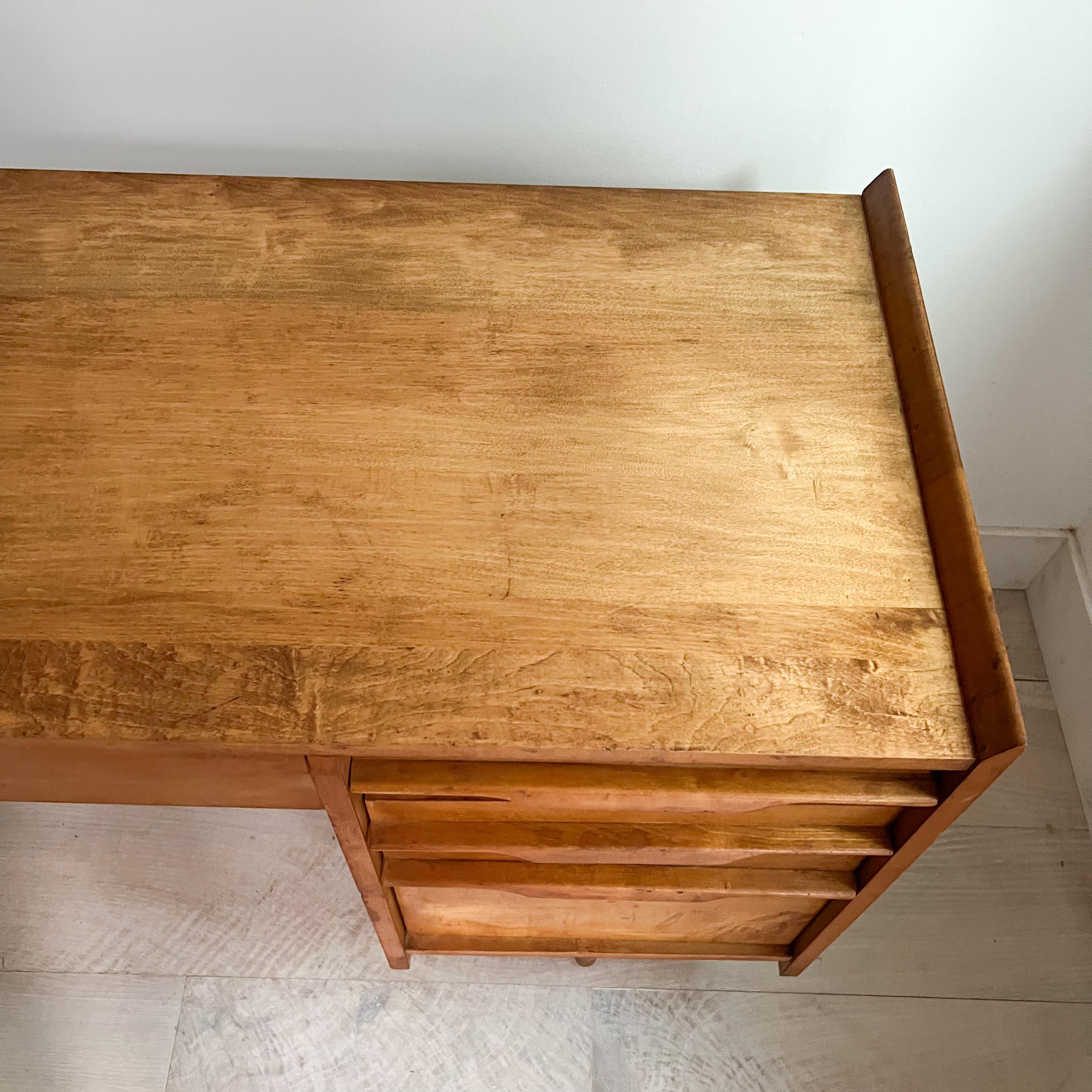 Mid Century Modern Maple Asymmetrical Desk by Crawford In Good Condition In Asheville, NC