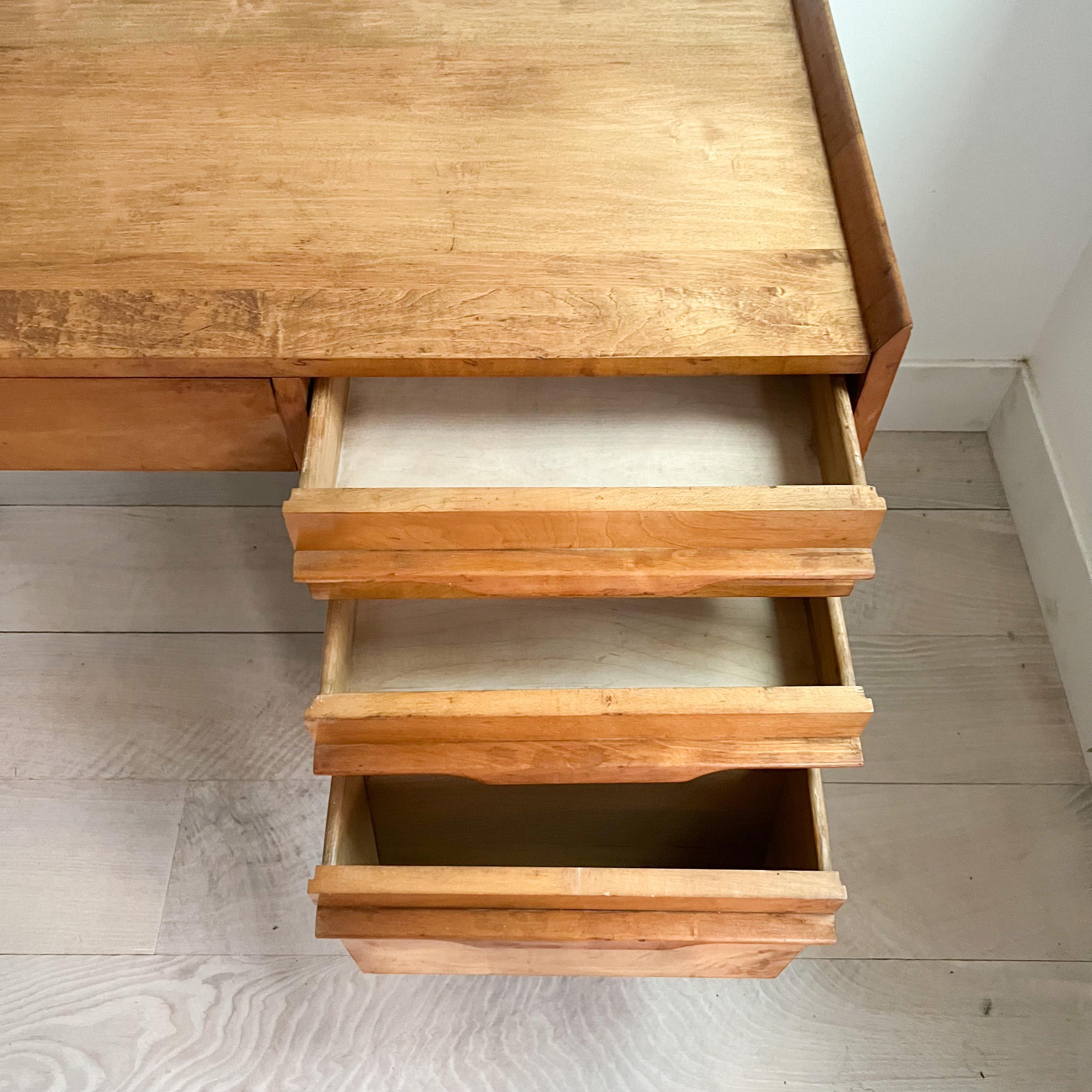 Mid Century Modern Maple Asymmetrical Desk by Crawford 4