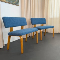 Mid-Century Modern Maple Bentwood And Bouclé Benches By Thonet