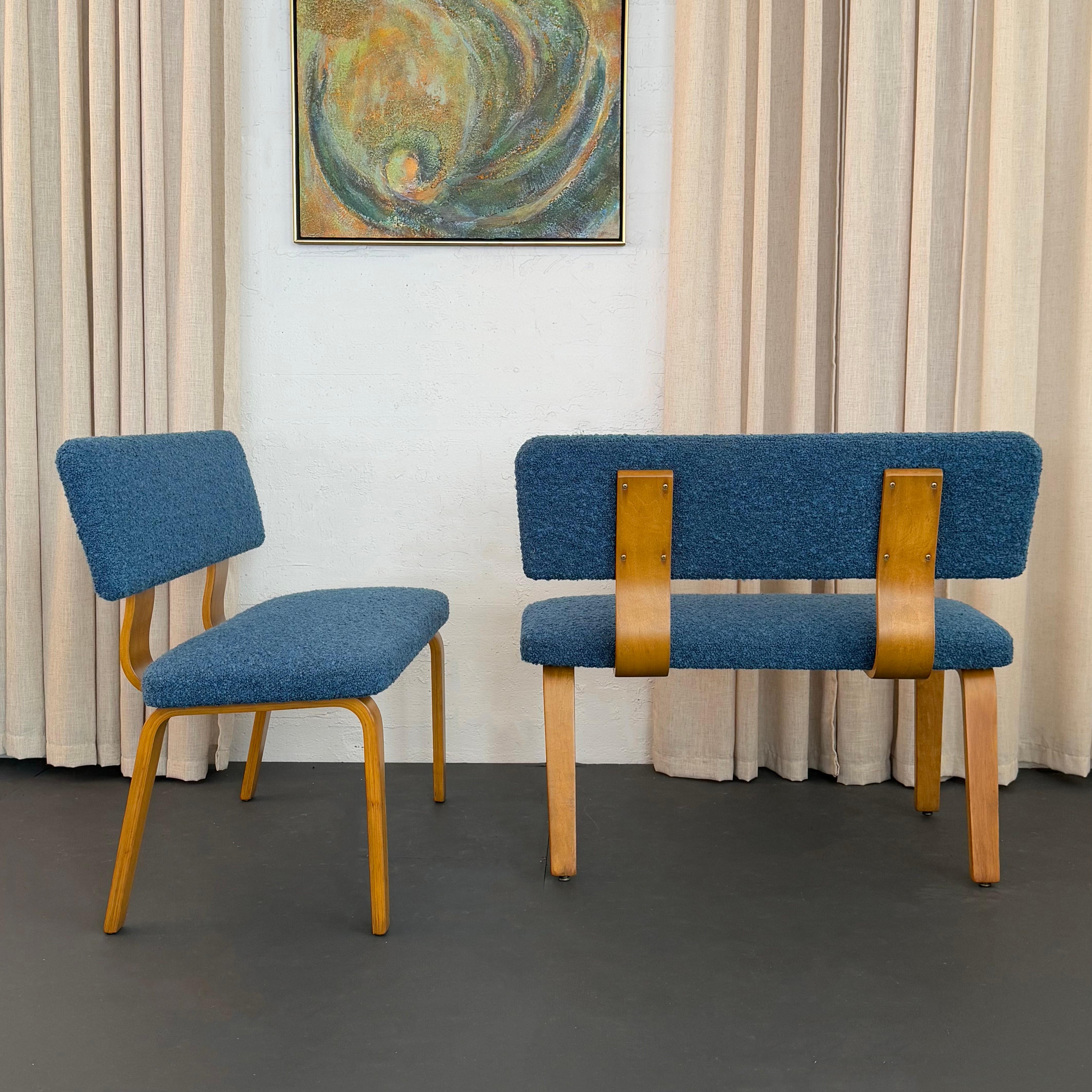 Panche di Thonet in bengala e bouclé di acero della modernità di metà secolo In condizioni buone in vendita a Brooklyn, NY