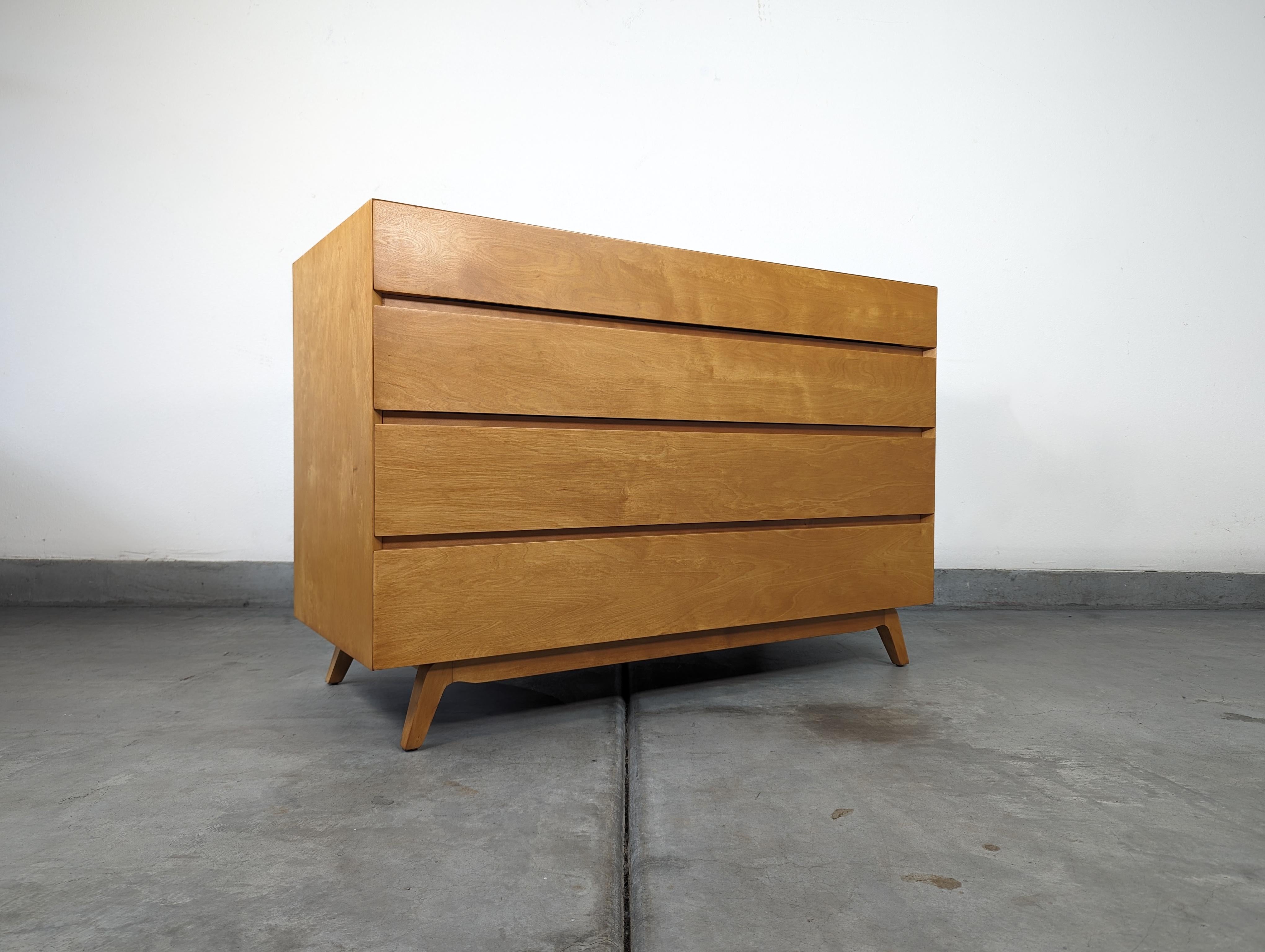 Swedish Mid Century Modern Maple Chest of Drawers Dresser by Edmond Spence, c1950s For Sale