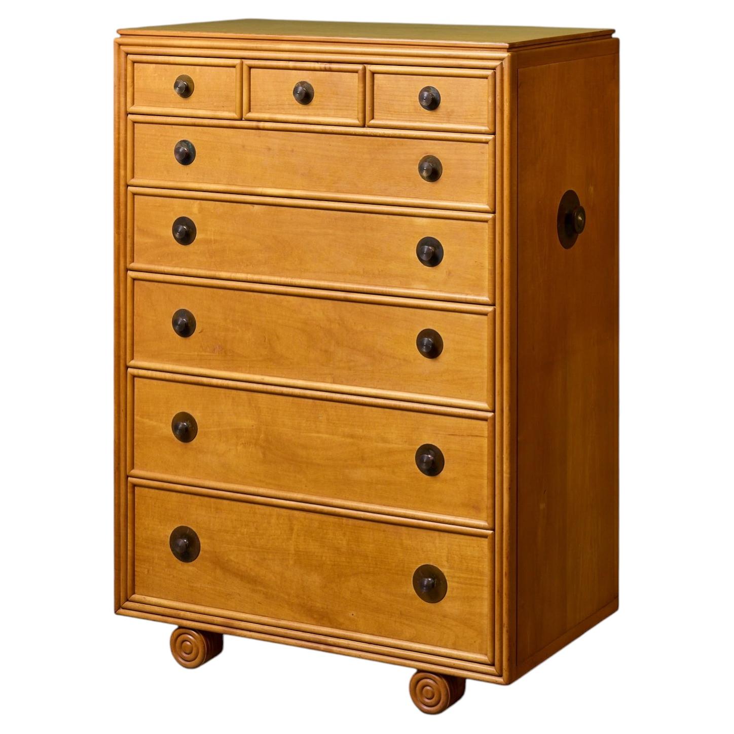 Mid-Century Modern Maple Highboy Dresser by Johnson Furniture Co., USA, 1950s