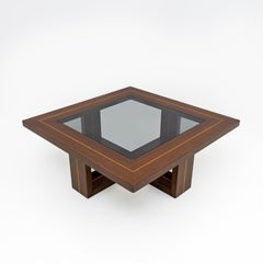 Mid-century Modern Maple Inlays and Walnut Coffee Table, Italy, 1970s