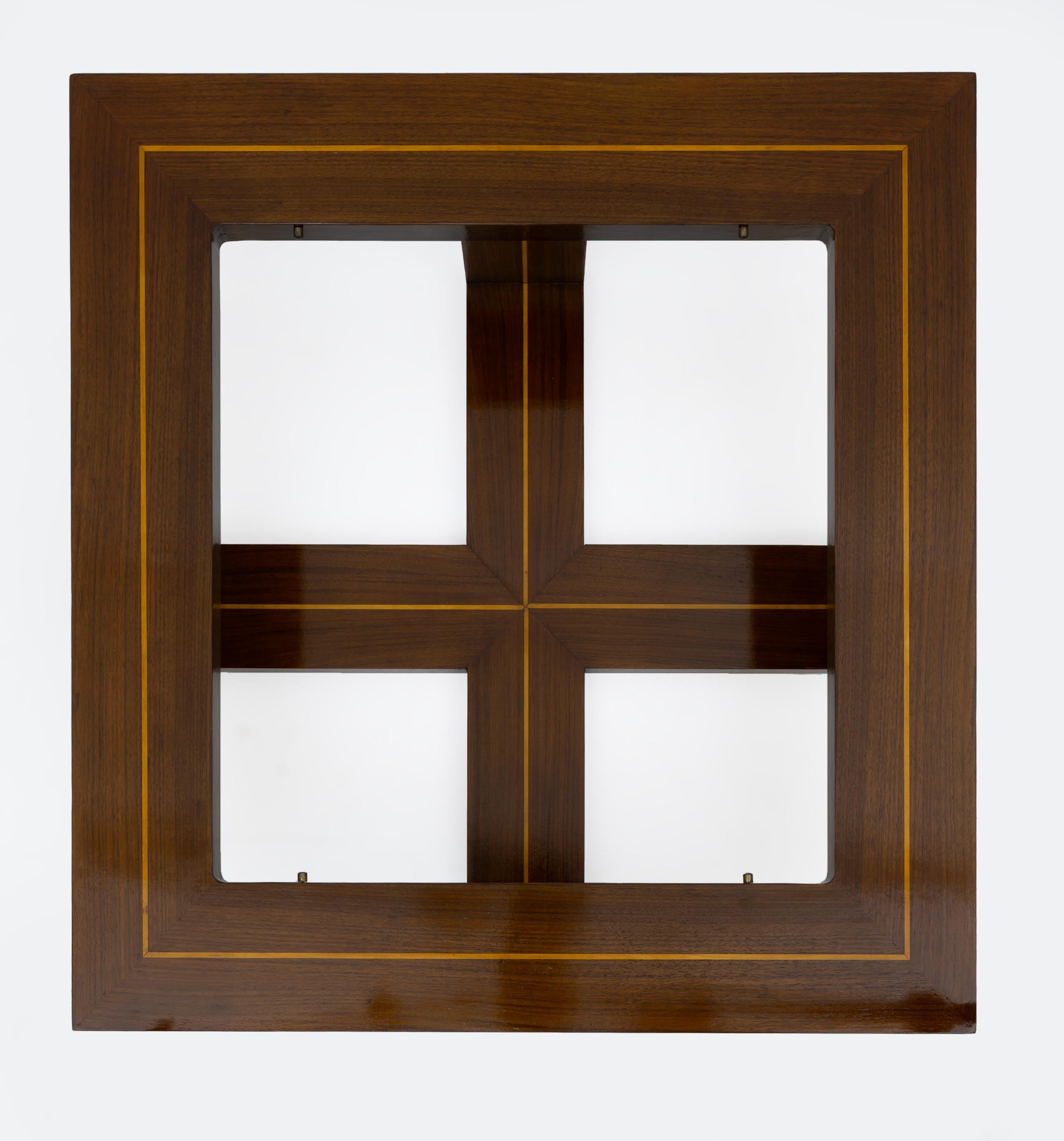 Italian Mid-century Modern Maple Inlays and Walnut Coffee Table, Italy, 1970s For Sale