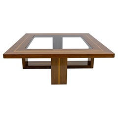 Mid-century Modern Maple Inlays and Walnut Coffee Table, Italy, 1970s