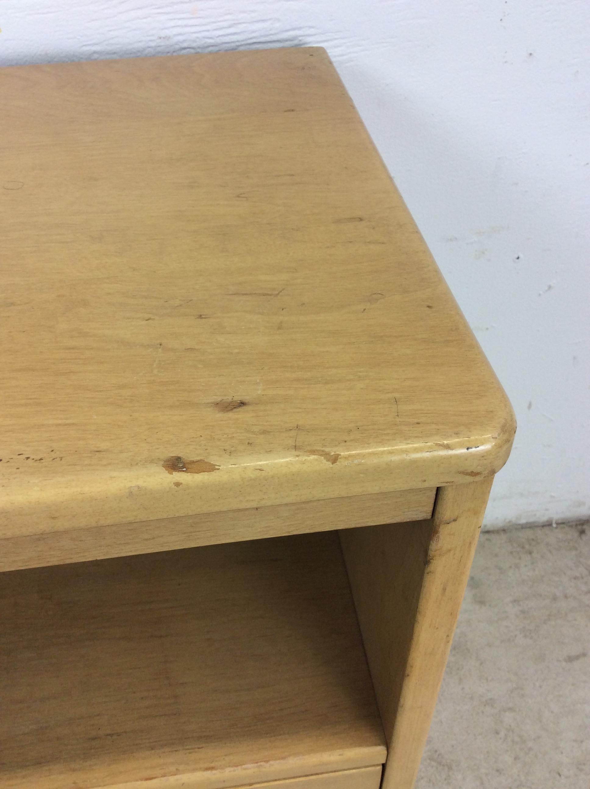 20th Century Mid Century Modern Maple Nightstand with Beveled Drawer Face For Sale