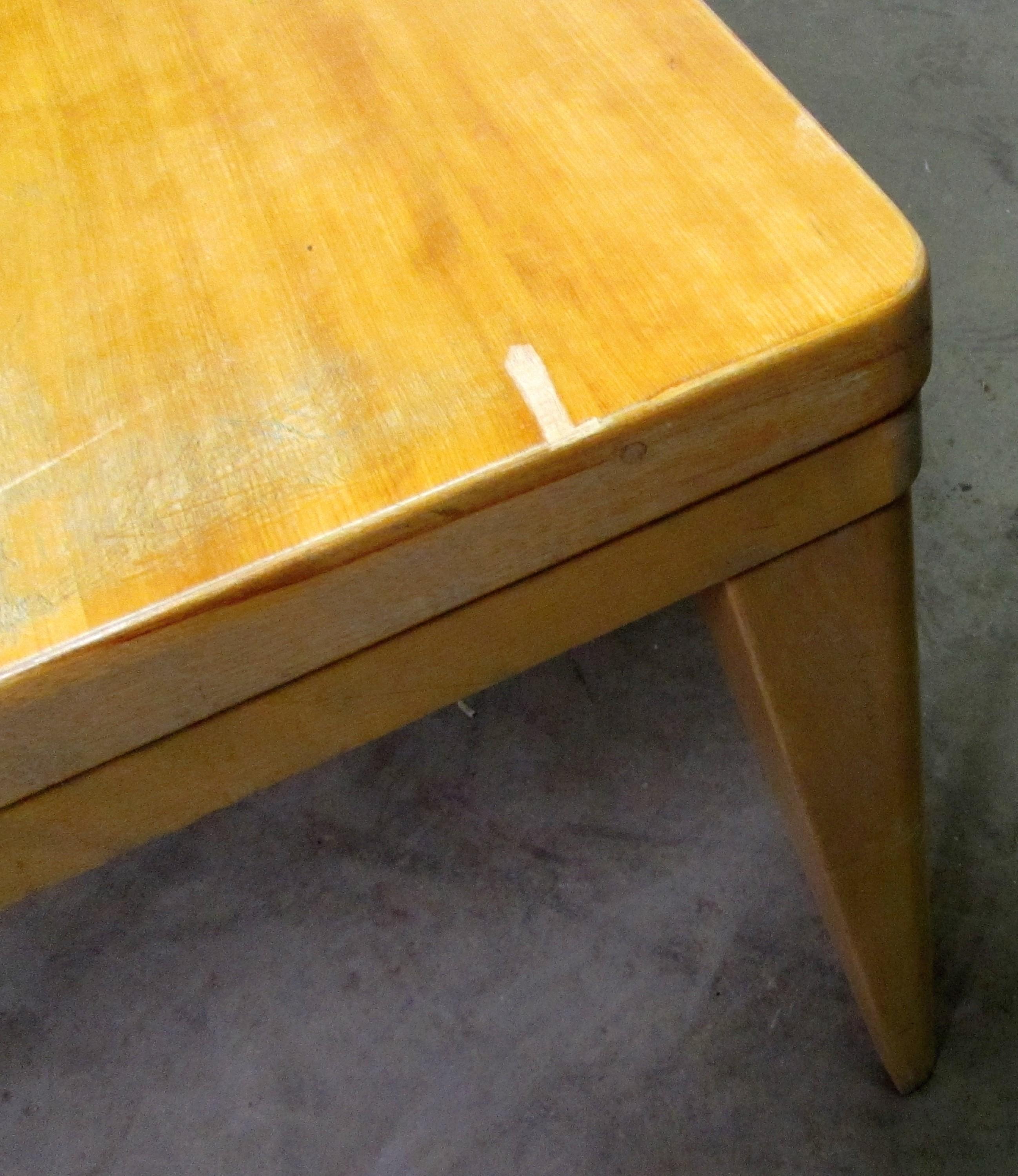 20th Century Mid-Century Modern Maple School Table w/ Tapered Legs