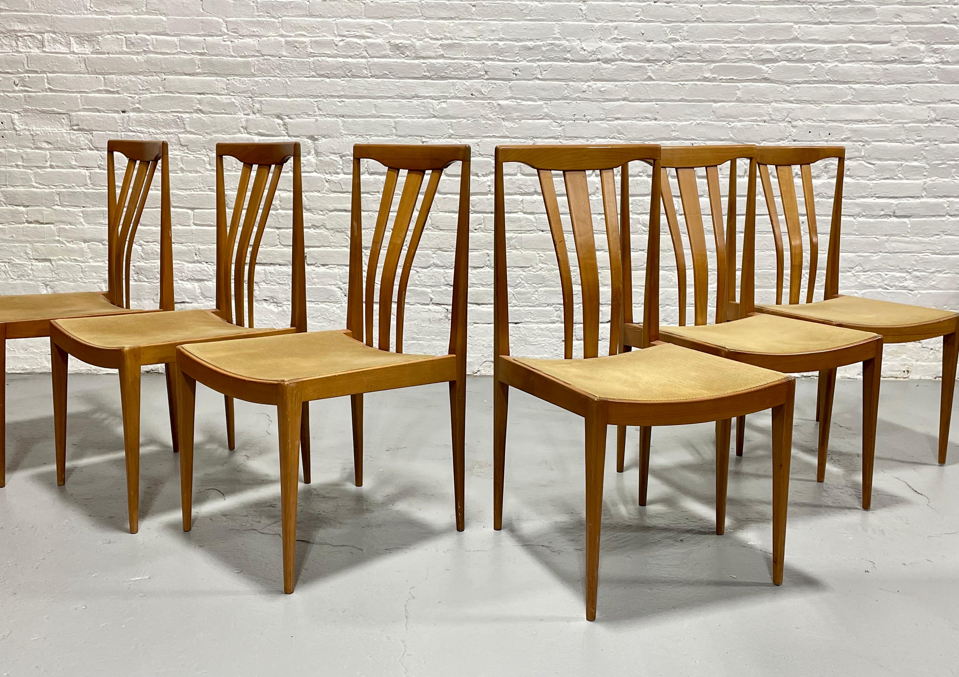 Mid Century Modern MAPLE Sculpted DINING CHAIRS, Set of 6 In Good Condition For Sale In Weehawken, NJ