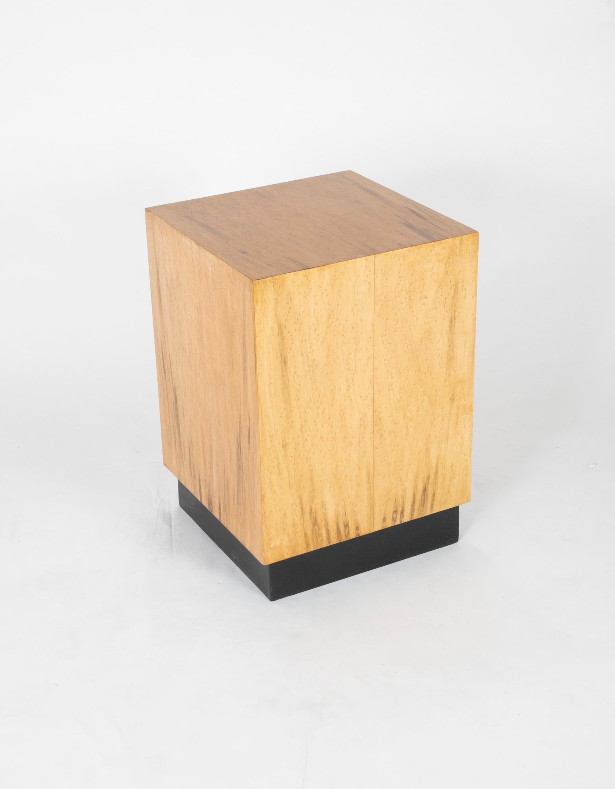Mid Century Modern Maple Veneered Cube Form End Tables 3