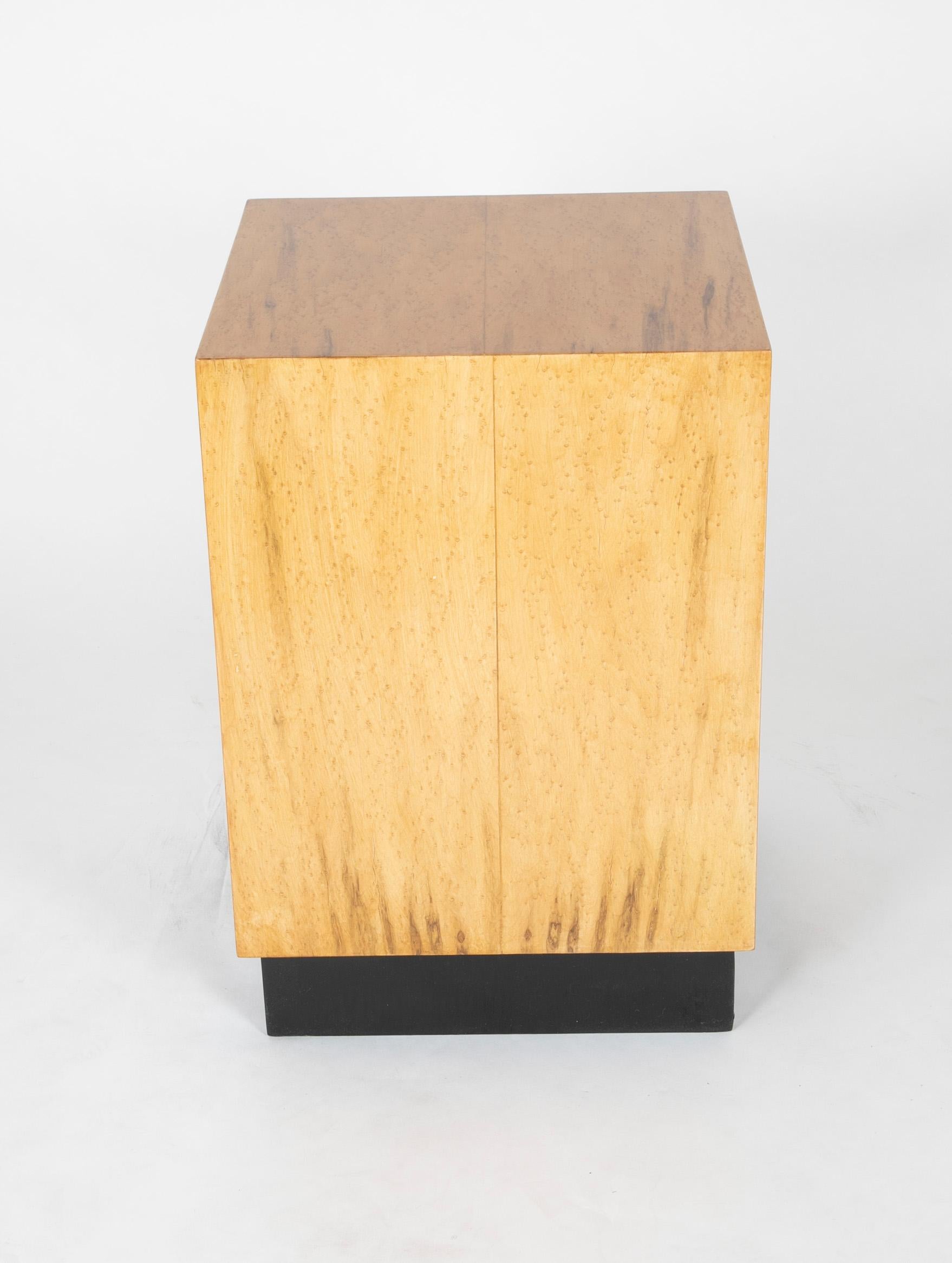 Mid Century Modern Maple Veneered Cube Form End Tables 4