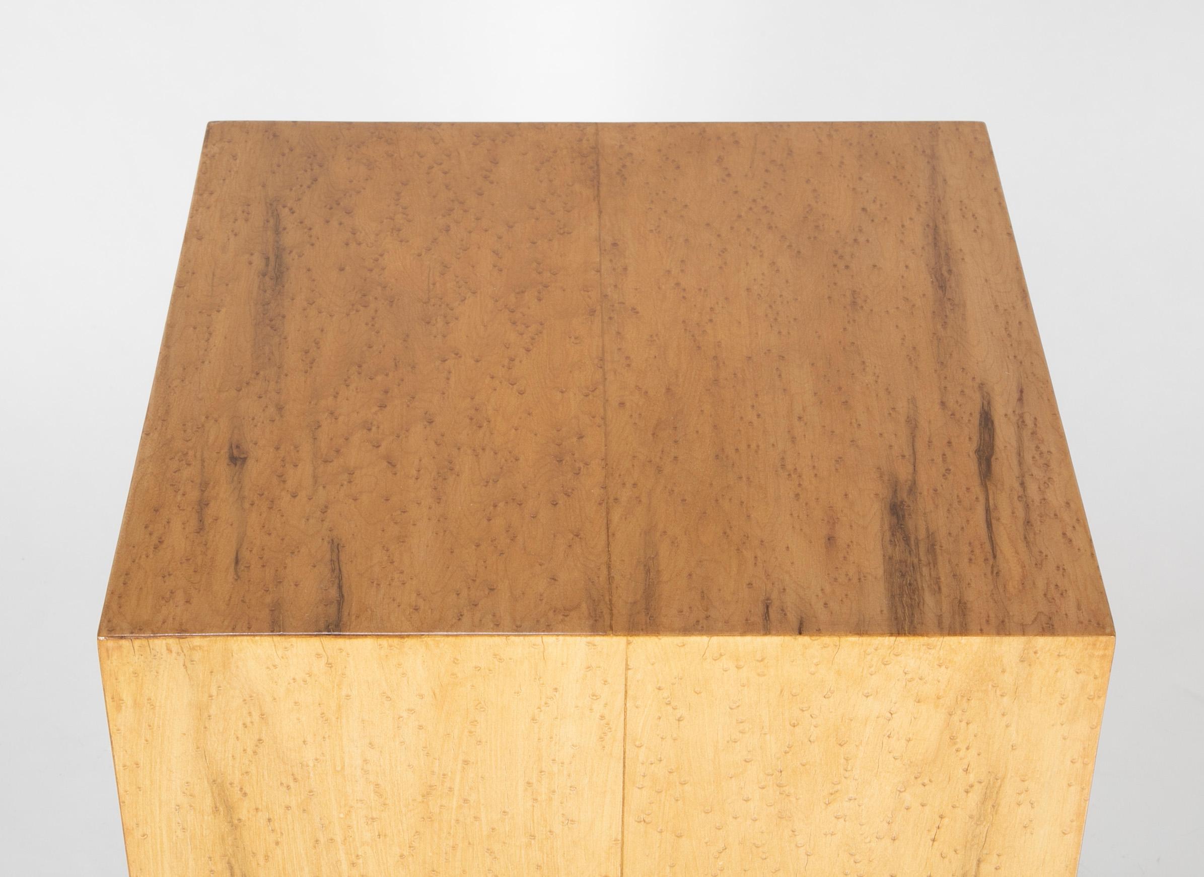 Mid Century Modern Maple Veneered Cube Form End Tables 5