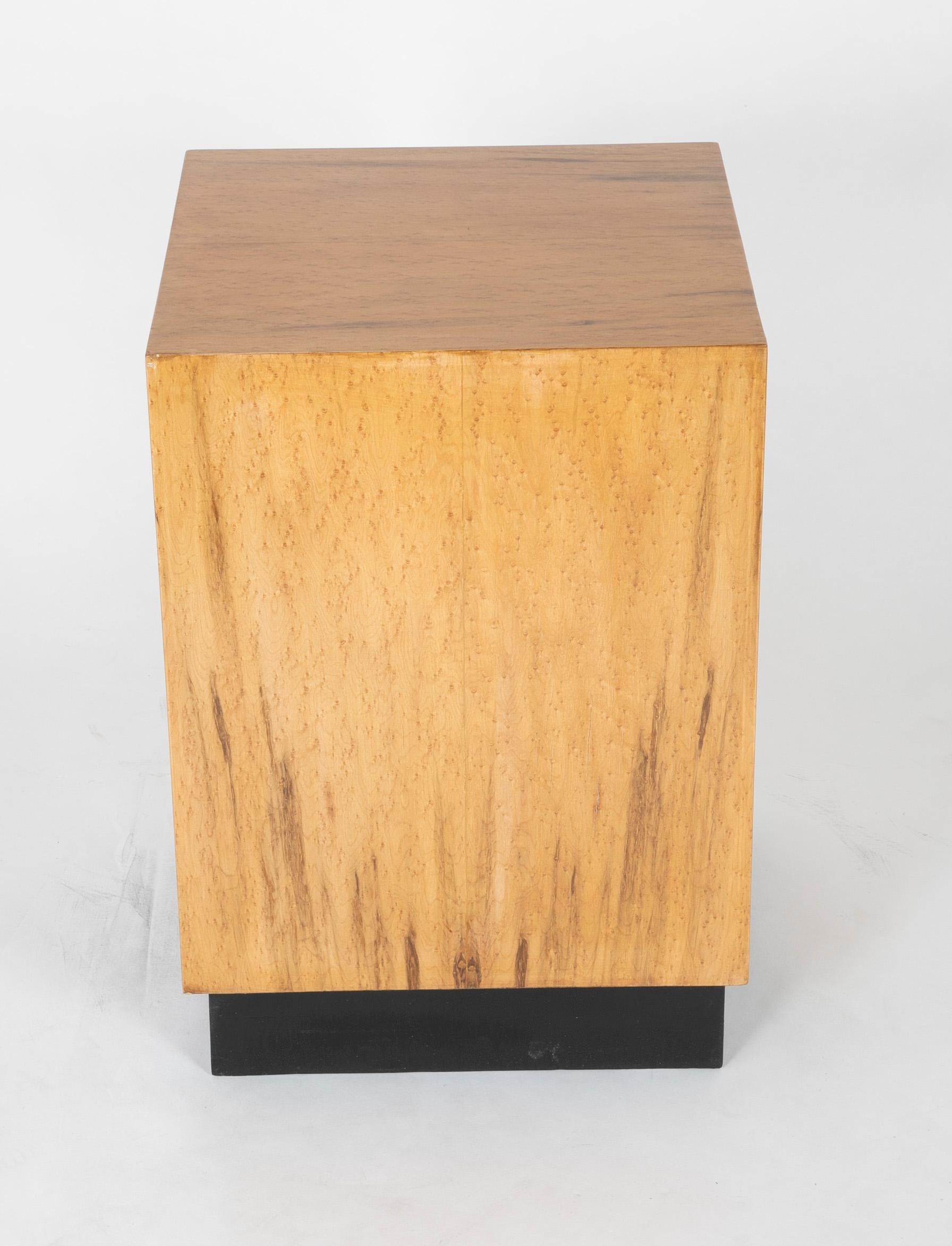 Mid Century Modern Maple Veneered Cube Form End Tables 8