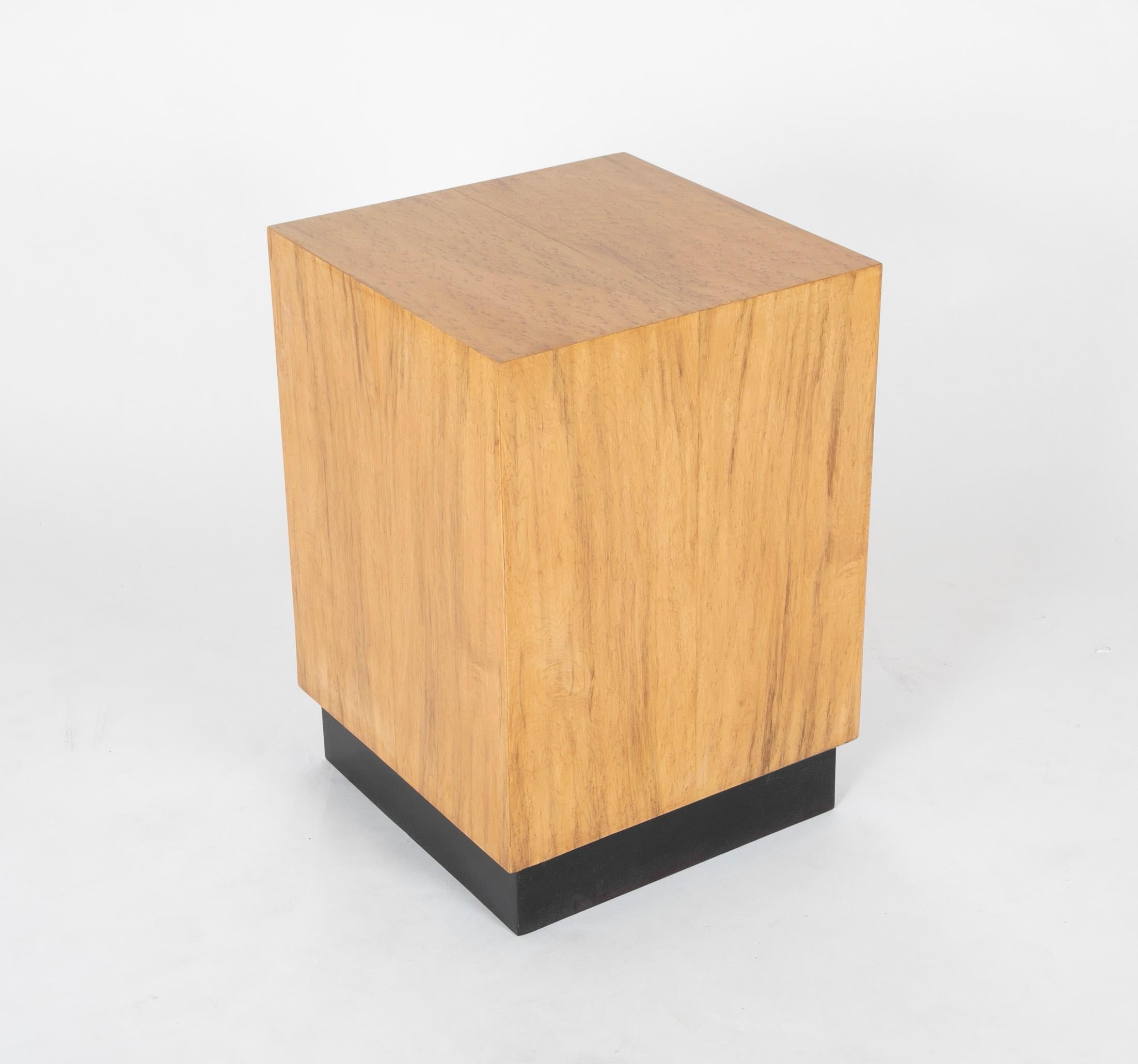 American Mid Century Modern Maple Veneered Cube Form End Tables