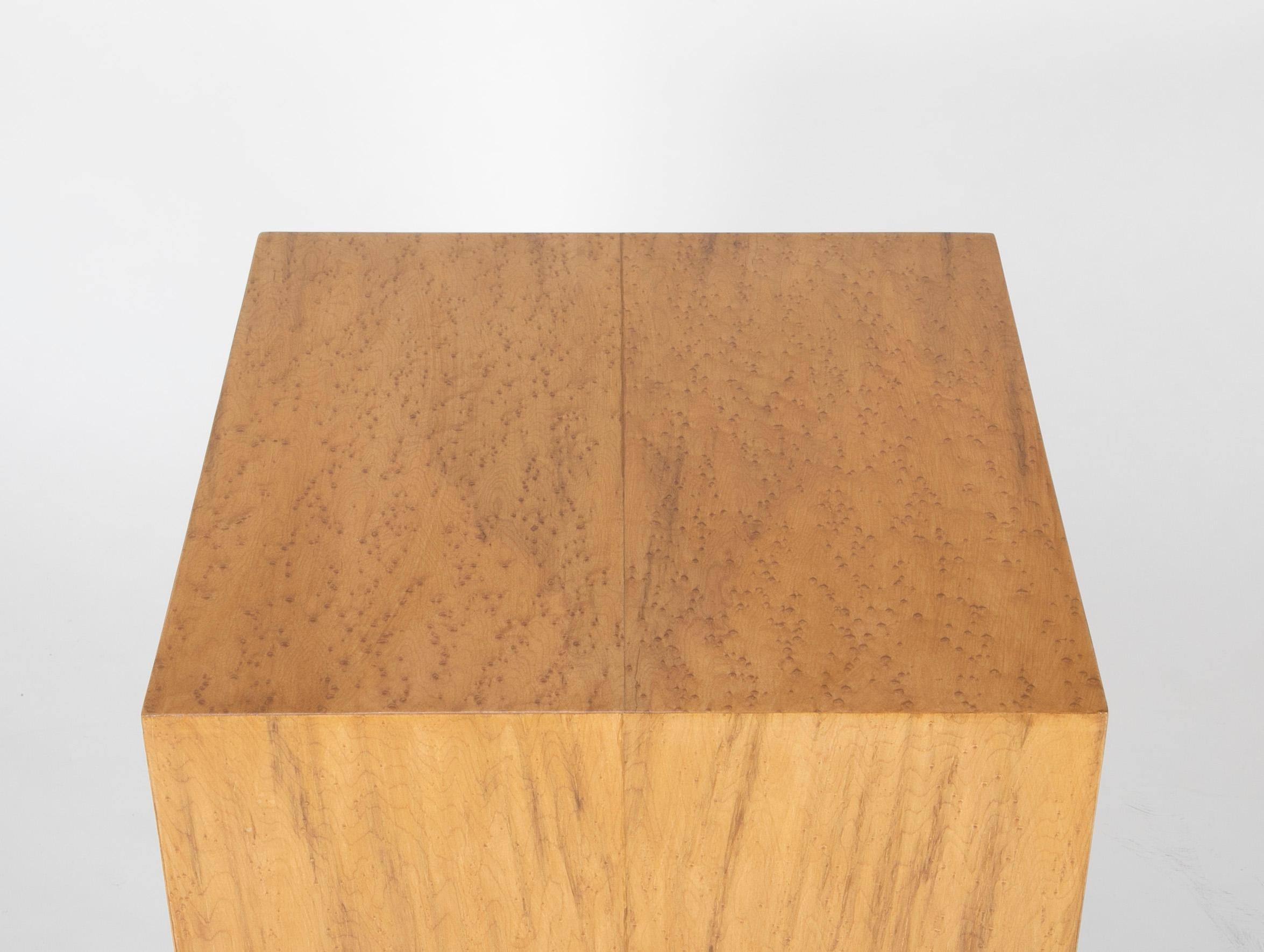 20th Century Mid Century Modern Maple Veneered Cube Form End Tables