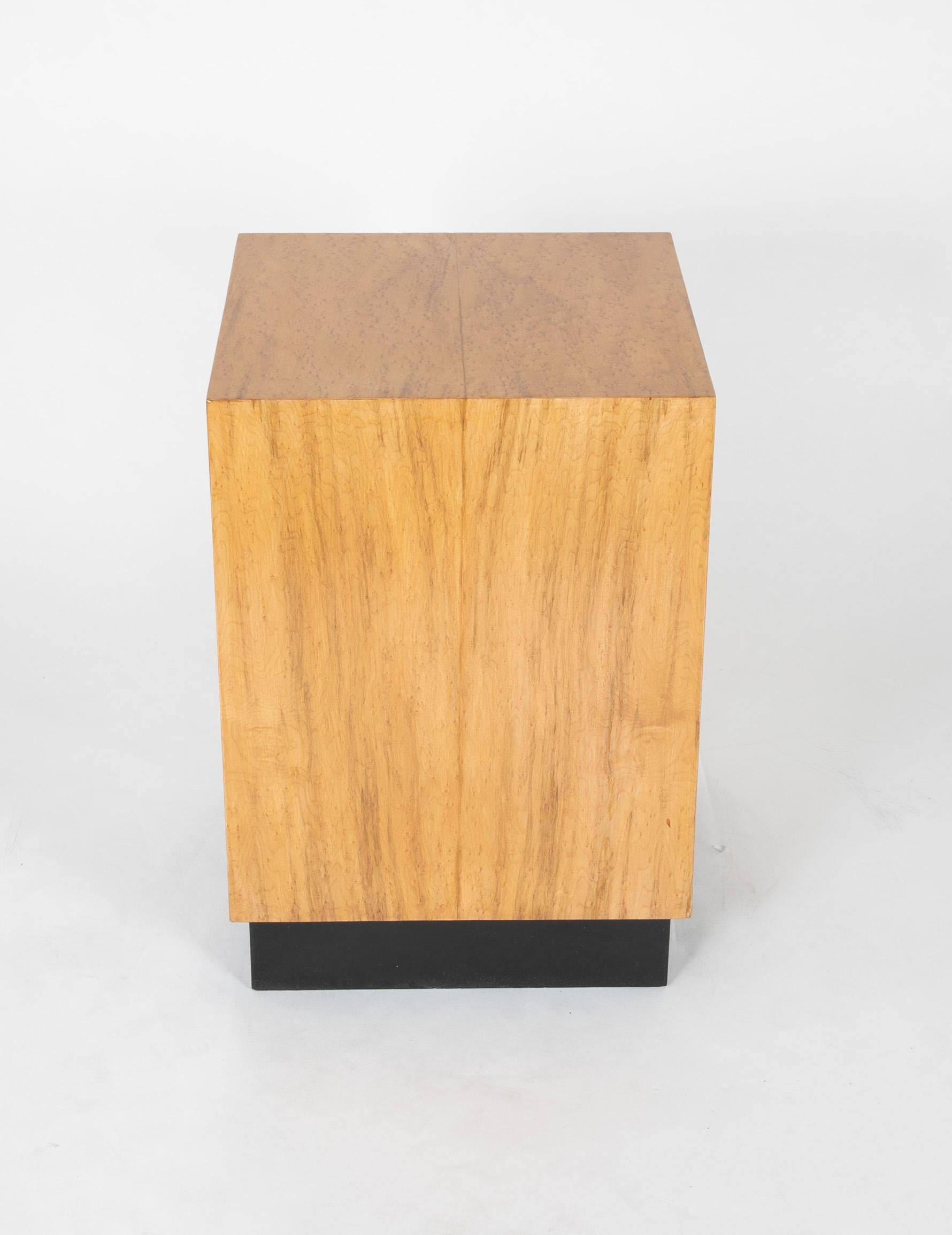 Mid Century Modern Maple Veneered Cube Form End Tables 1