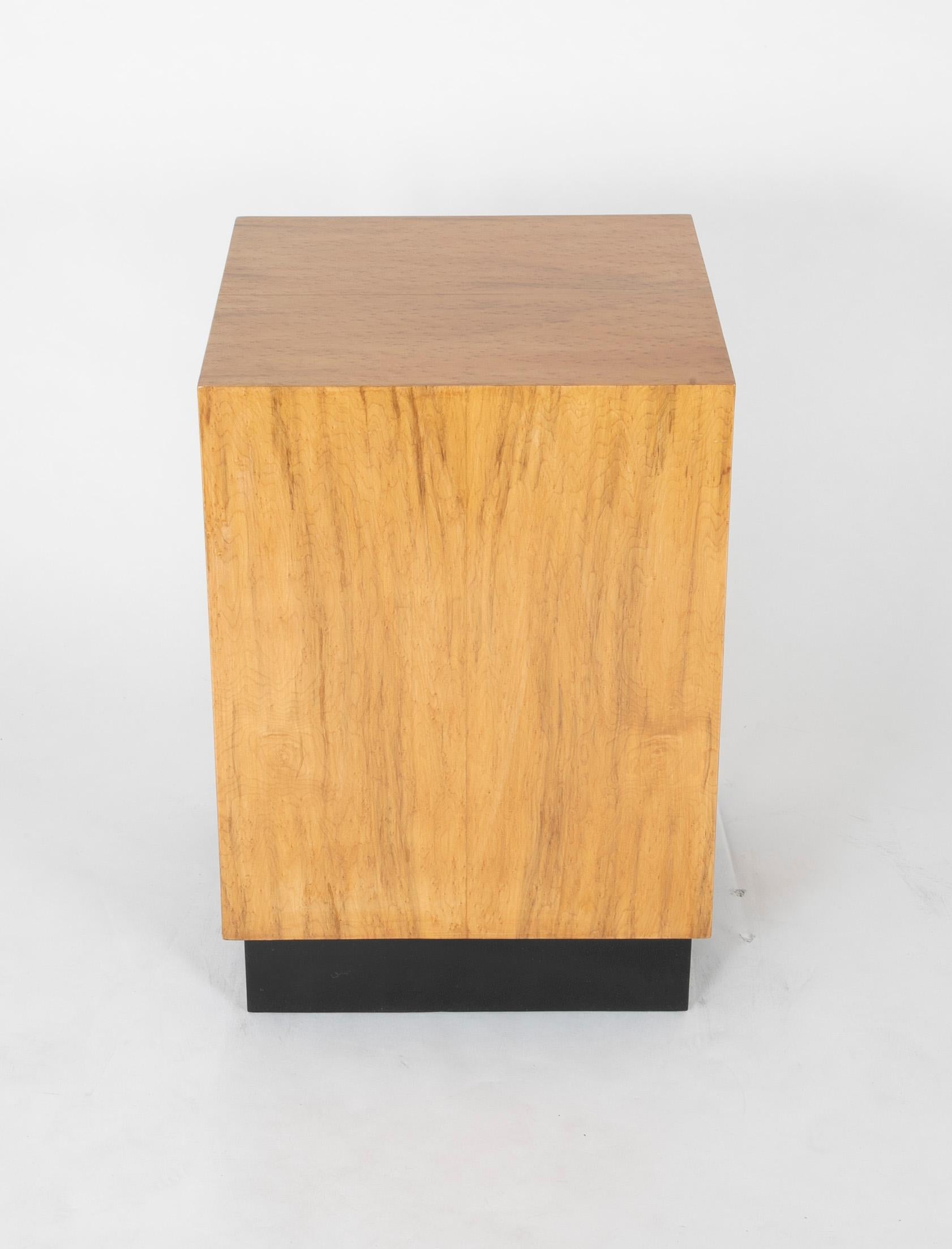 Mid Century Modern Maple Veneered Cube Form End Tables 2