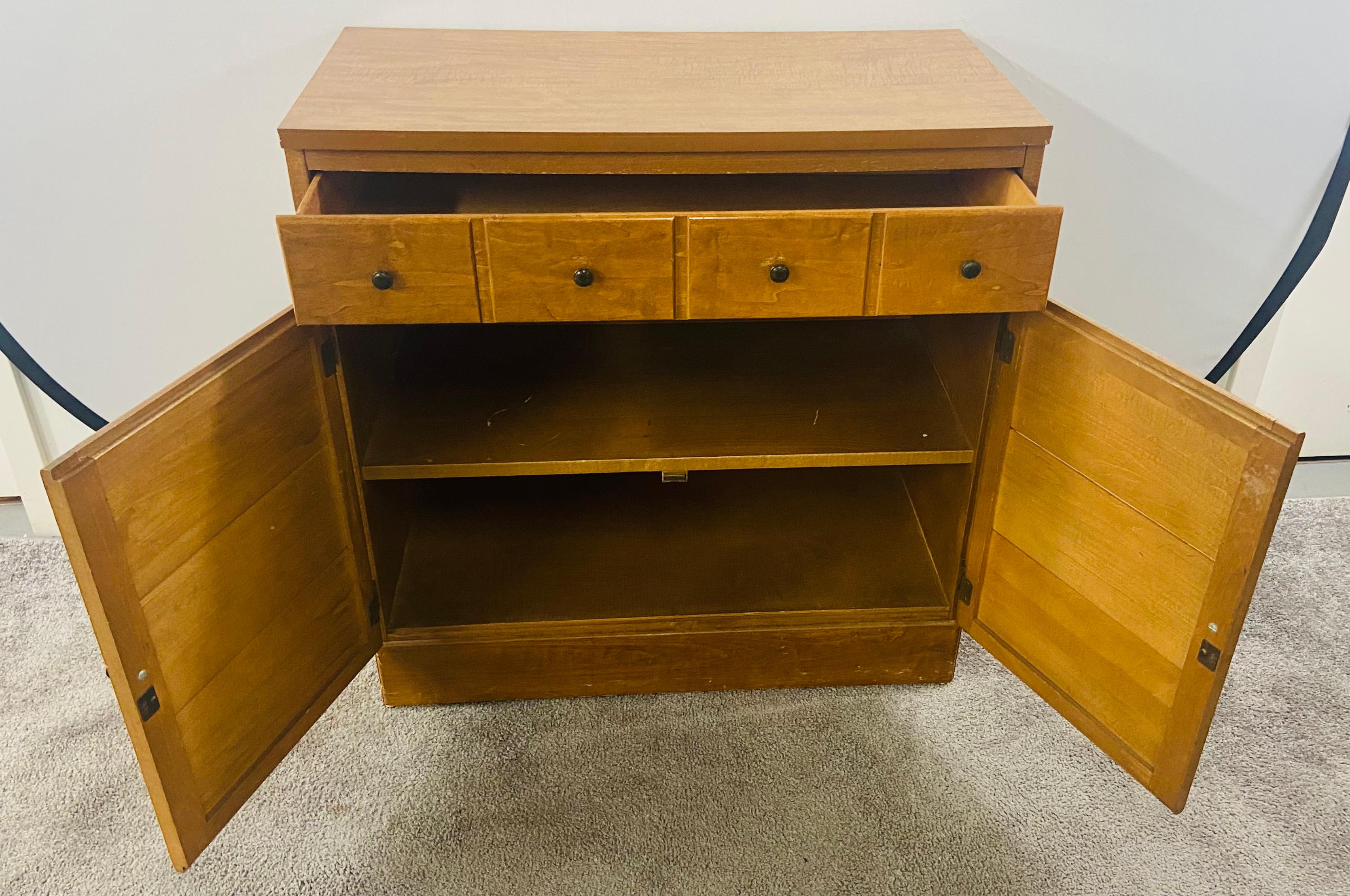 Mid-Century Modern Maple Wood Two-Door Chest, Nightstand or Cabinet 5
