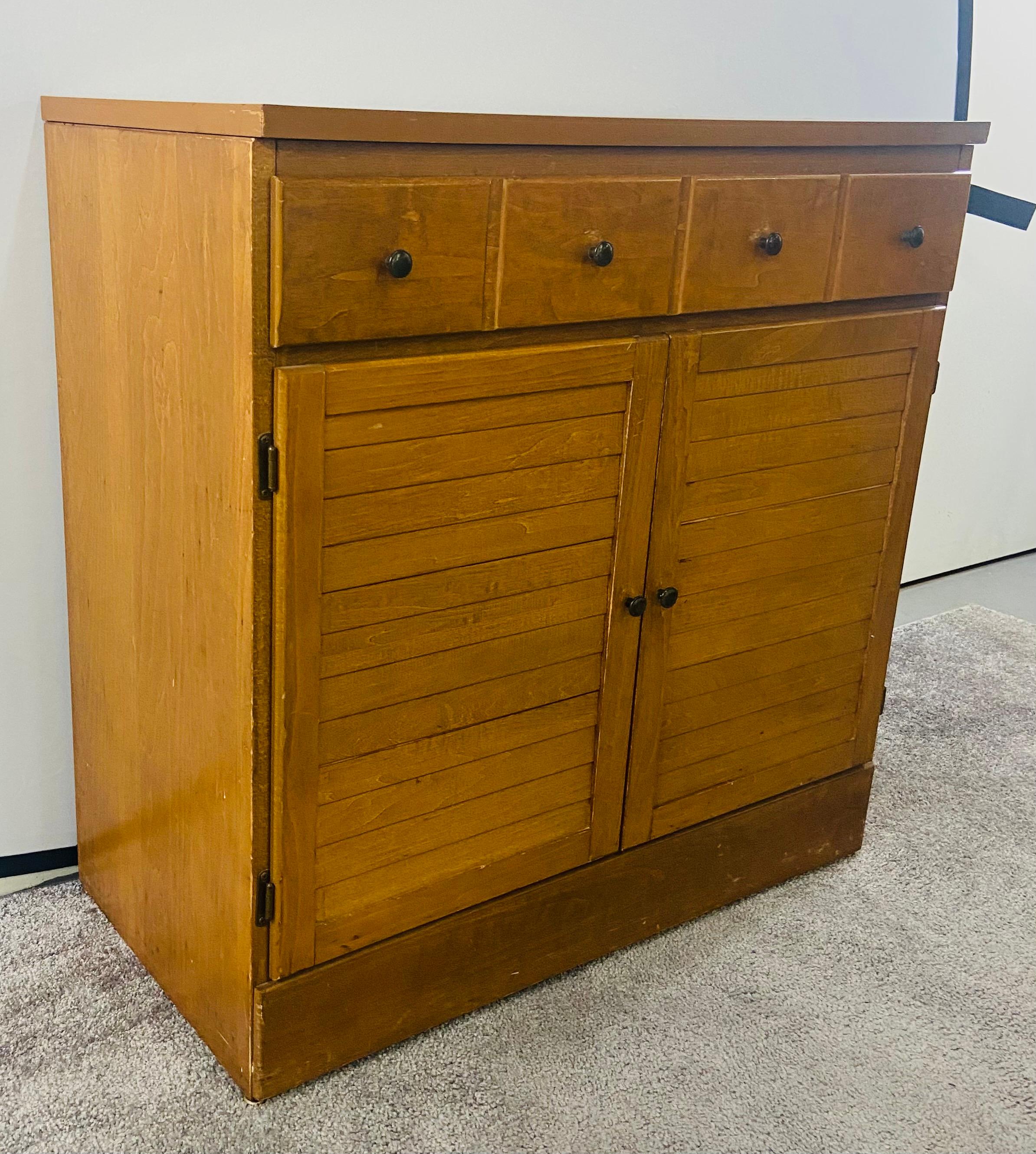 Mid-Century Modern Maple Wood Two-Door Chest, Nightstand or Cabinet 6