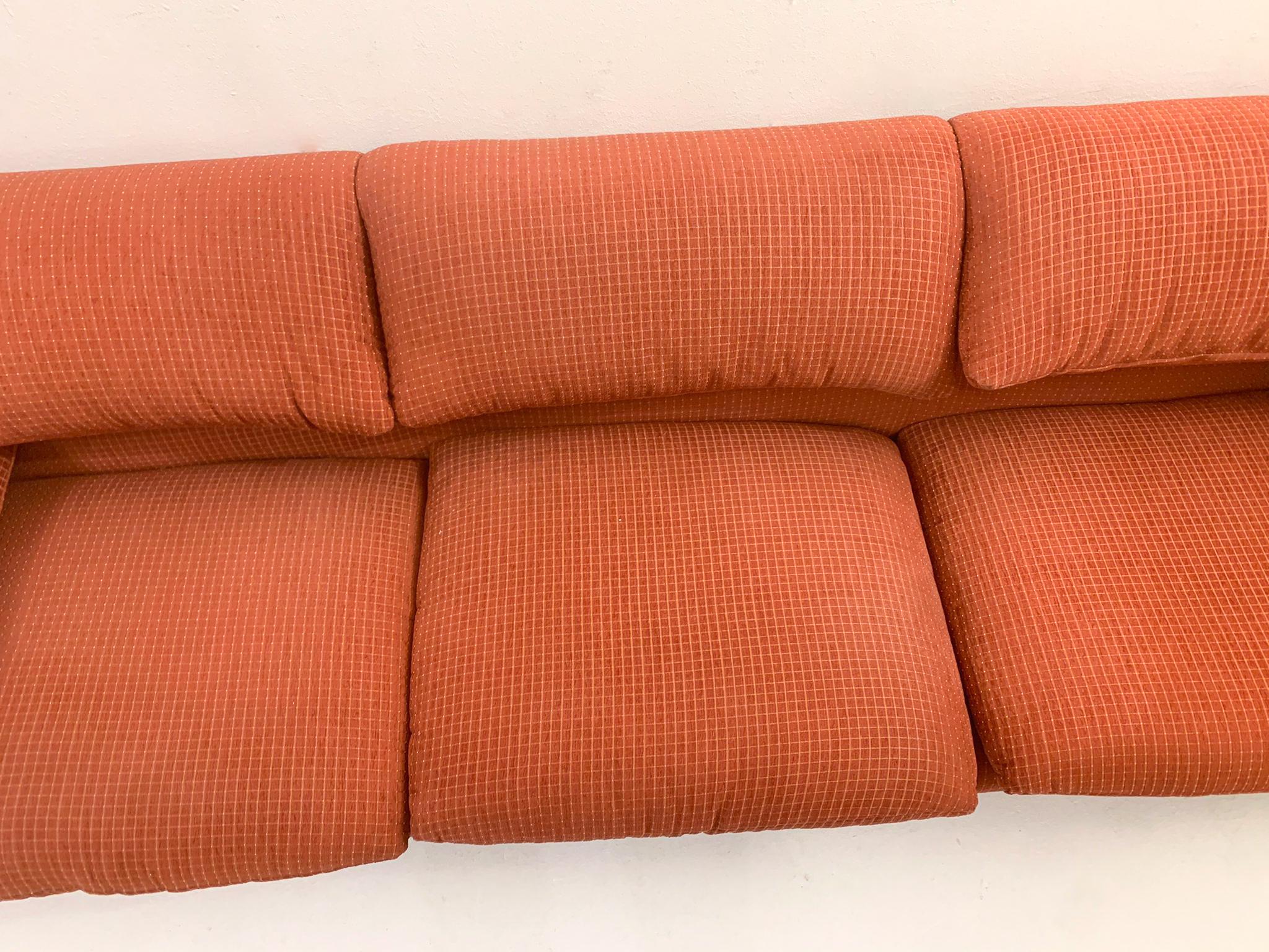 Mid-Century Modern Maralunga Sofa by Vico Magistretti, Original Red Fabric, 1970 5