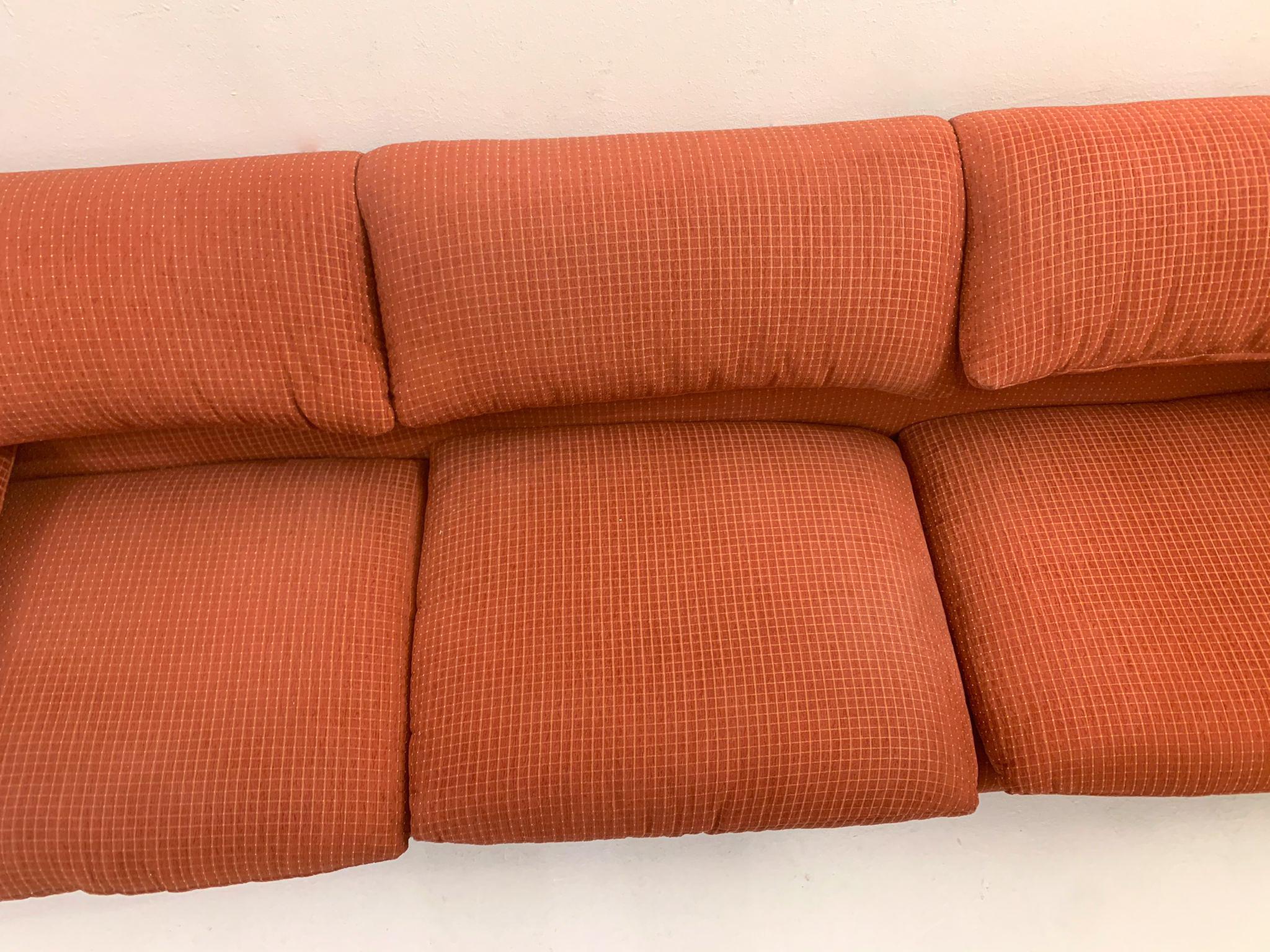 Mid-Century Modern Maralunga Sofa by Vico Magistretti, Original Red Fabric, 1970 6