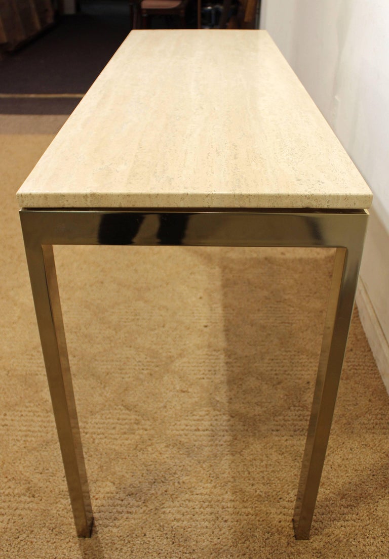 Mid-Century Modern Marble and Gold Chrome Console Table at ...