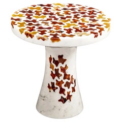 Mid-Century Modern Marble Accent Table, Agate Drink Table