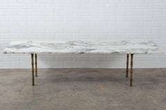 Mid-Century Modern Marble and Brass Coffee Table