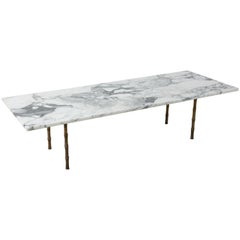 Mid-Century Modern Marble and Brass Coffee Table