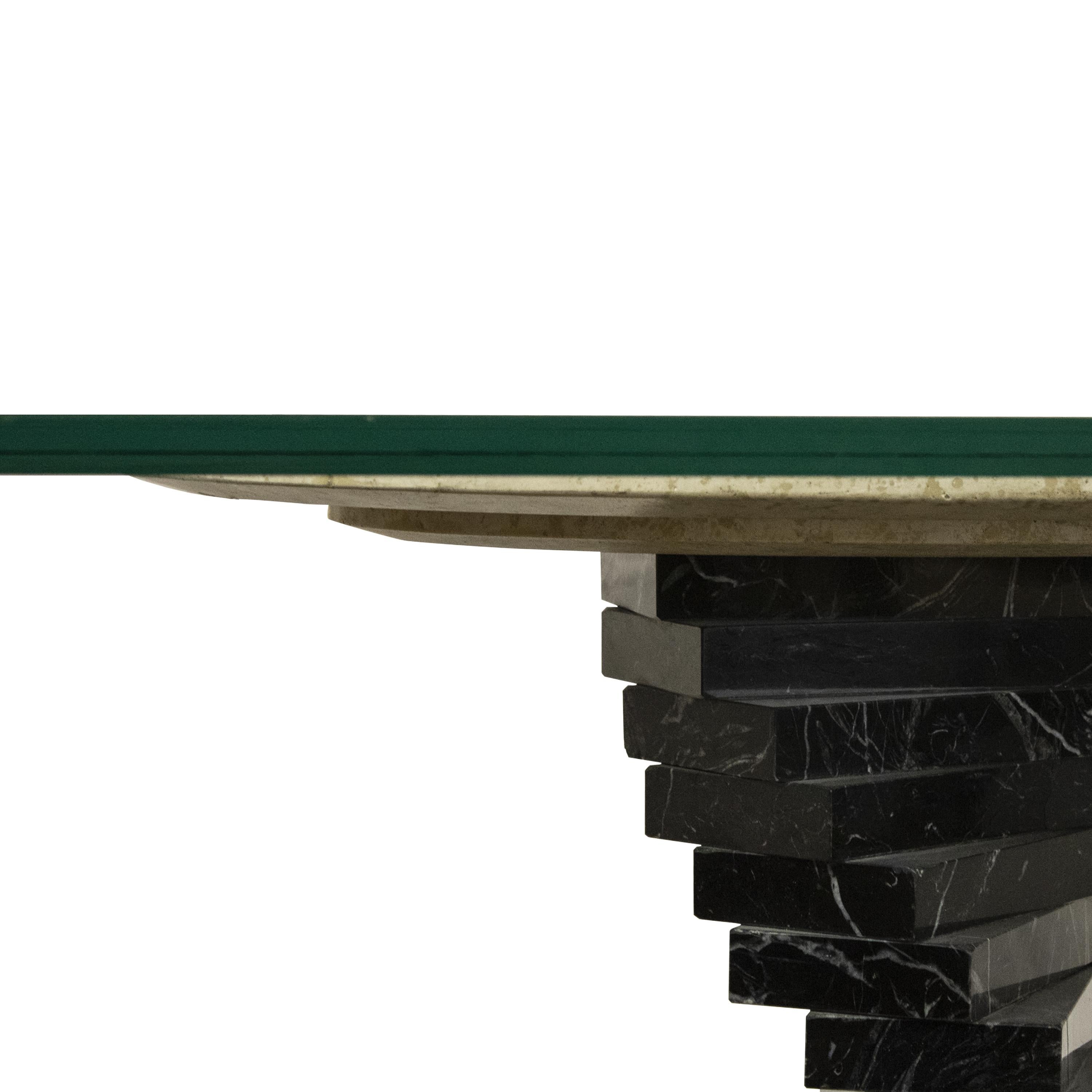 Late 20th Century Mid-Century Modern Marble and Glass Dining Table, Italy, 1970 For Sale