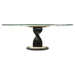 Mid-Century Modern Marble and Glass Dining Table, Italy, 1970