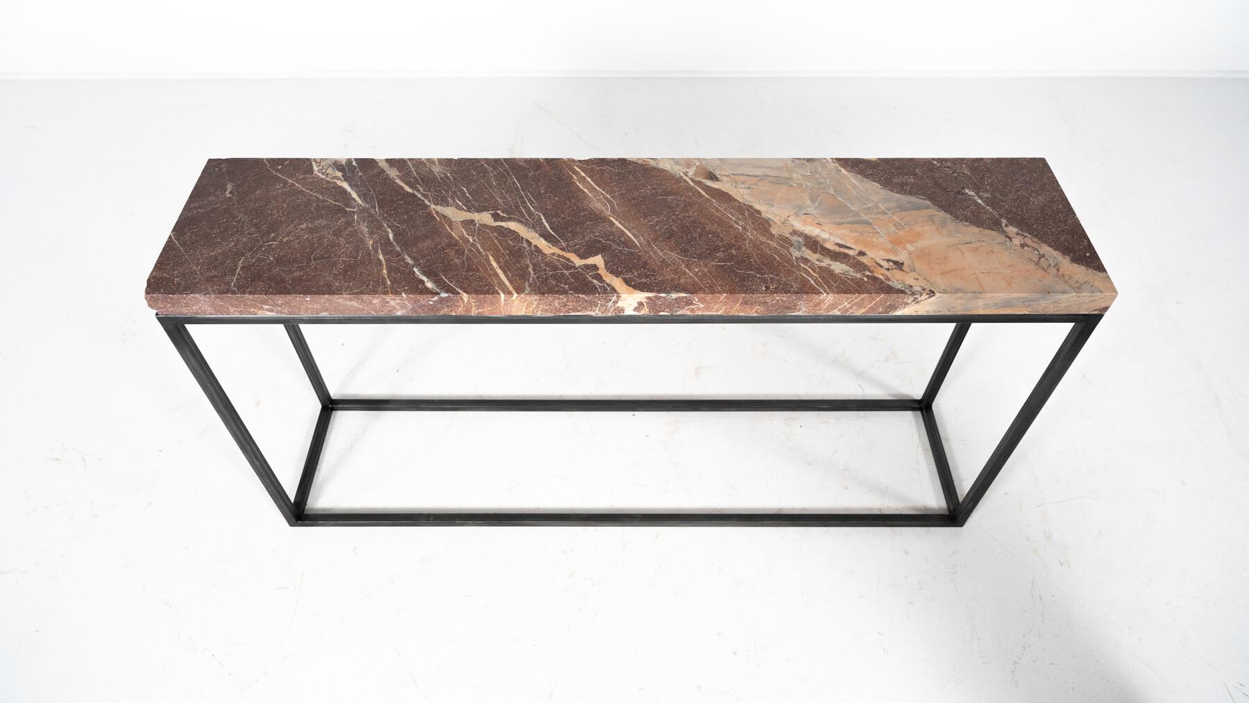Mid-Century Modern Marble and Iron Console For Sale 11