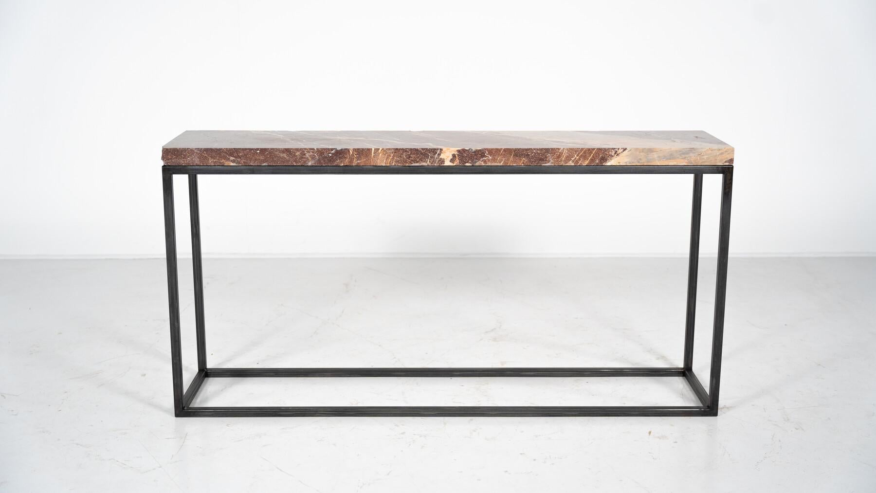 Mid-Century Modern Marble and Iron Console In Good Condition For Sale In Brussels, BE