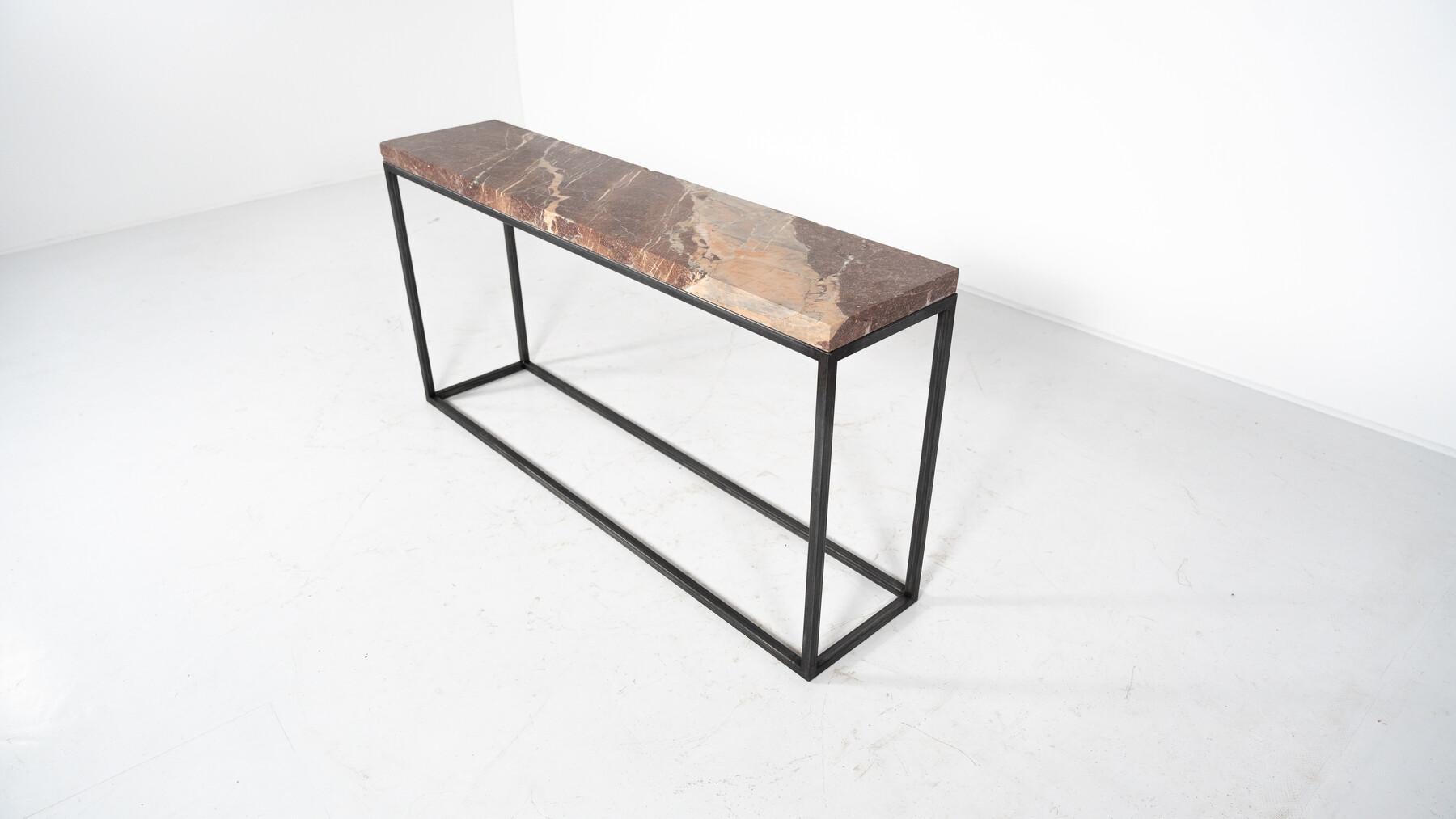 Mid-Century Modern Marble and Iron Console For Sale 2