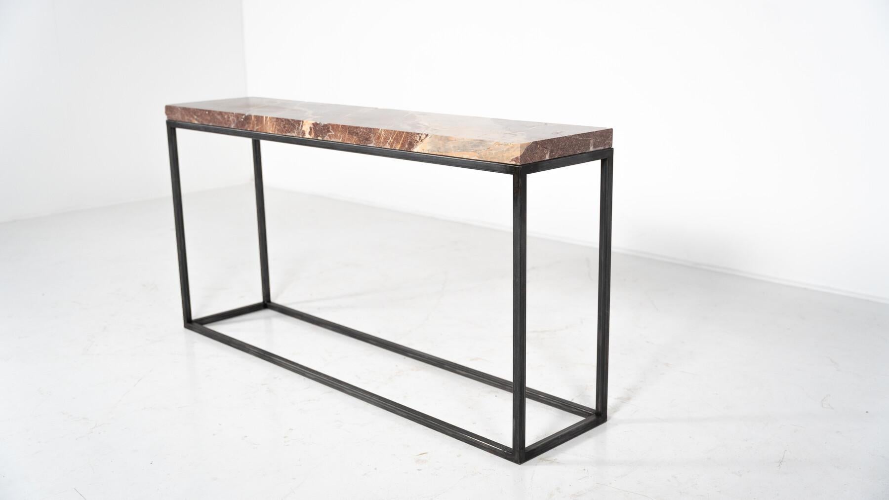 Mid-Century Modern Marble and Iron Console For Sale 3