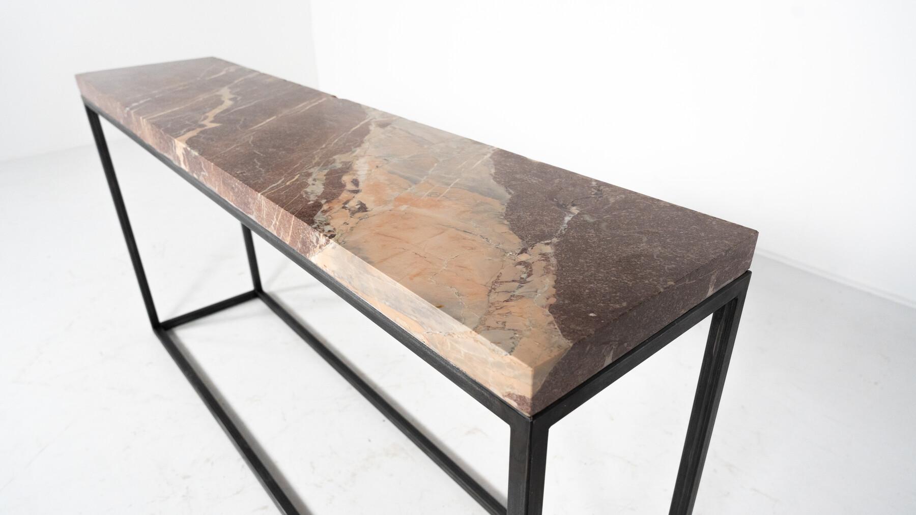 Mid-Century Modern Marble and Iron Console For Sale 6