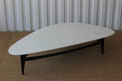 Mid-Century Modern Marble and Walnut Coffee Table, 1950s