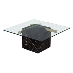 Mid-Century Modern Marble Brass & Glass Coffee Table by Artedi