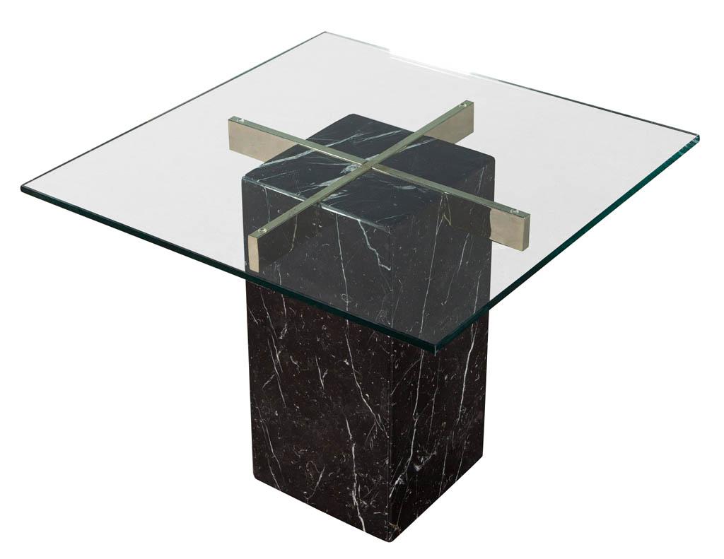 Italian Mid-Century Modern Marble Brass & Glass Side Table by Artedi